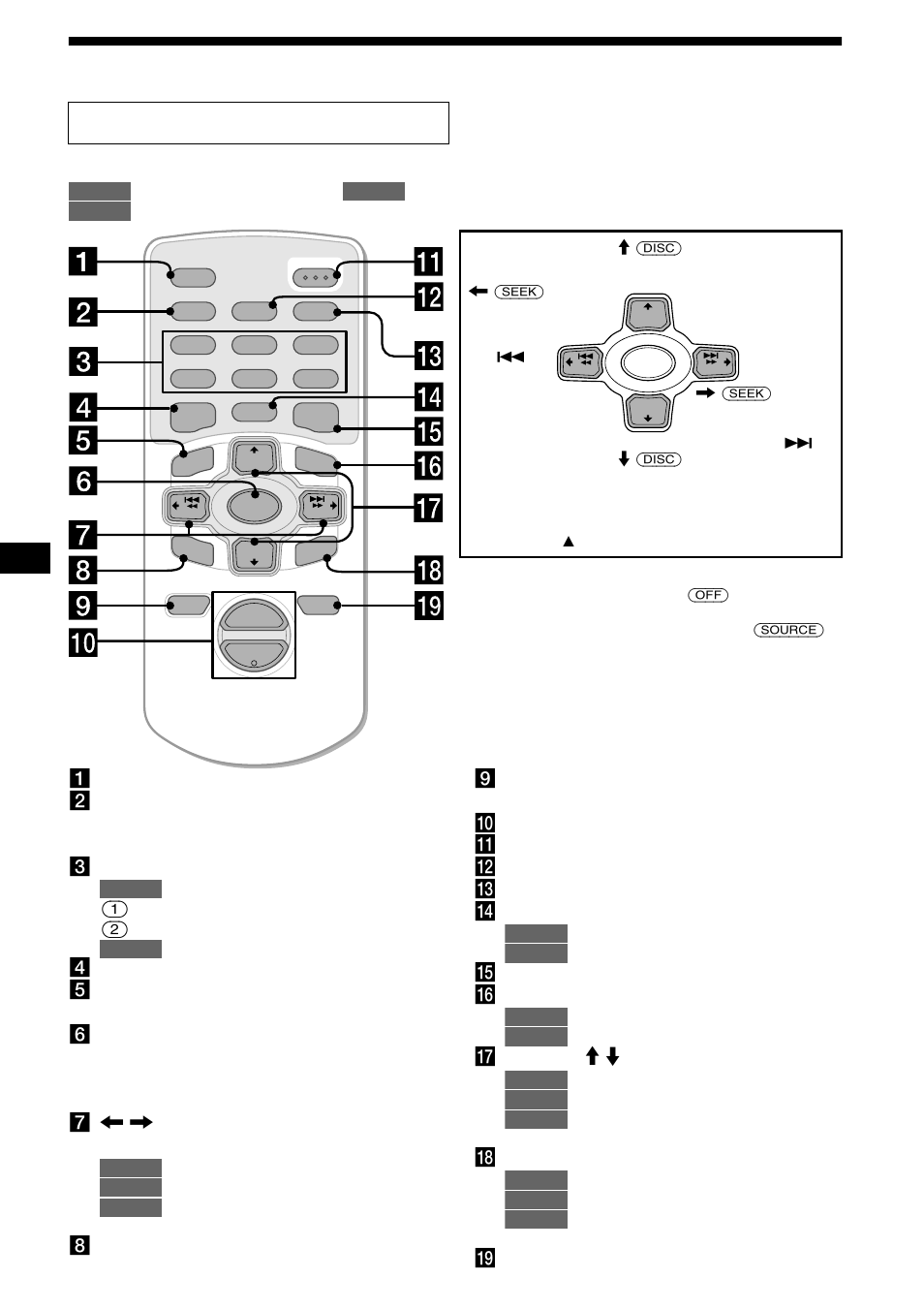 Ubicación de los controles, Programar o menu de sala à prova de som, 4ubicación de los controles | Mando a distancia de tarjeta rm-x111 | Sony MDX-M690  RU User Manual | Page 44 / 254