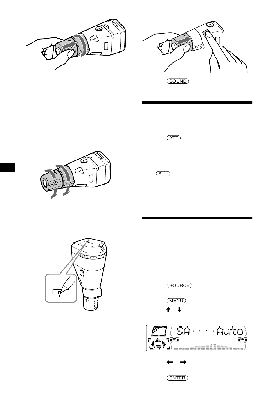 Atenuación rápida del sonido, Selección del analizador de espectros | Sony MDX-M690  RU User Manual | Page 72 / 254