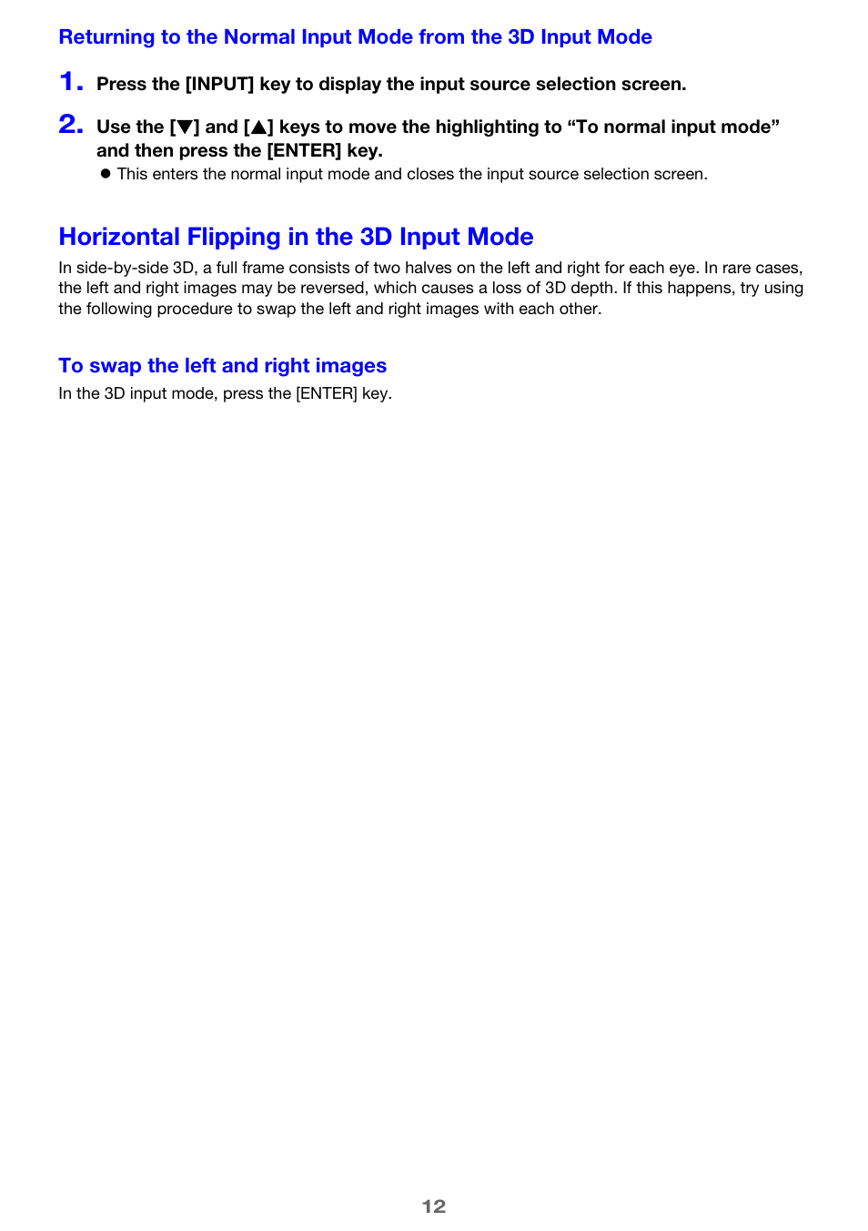 Horizontal flipping in the 3d input mode | Casio XJ-H1650  EN User Manual | Page 12 / 64