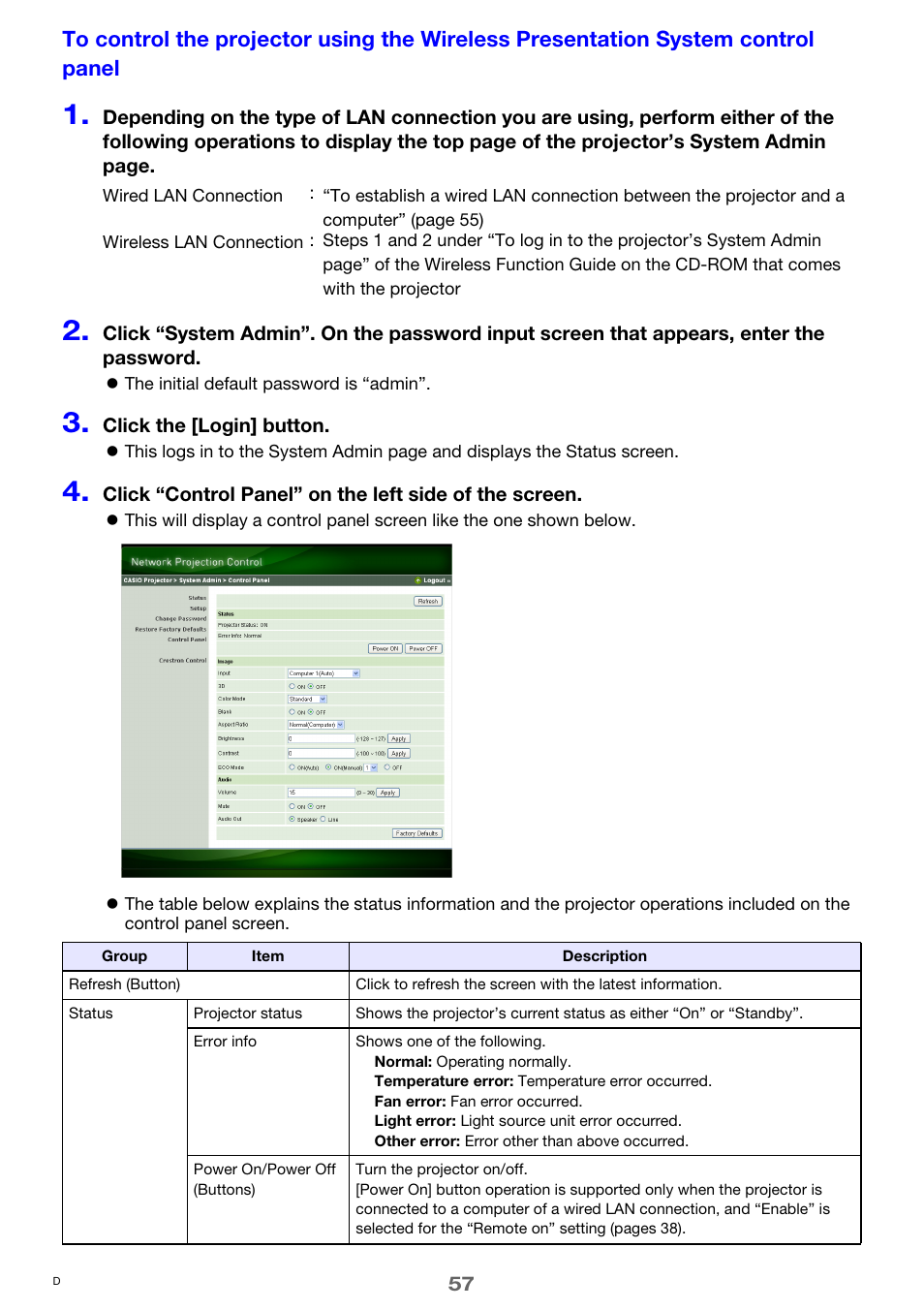 Casio XJ-H1650  EN User Manual | Page 57 / 64