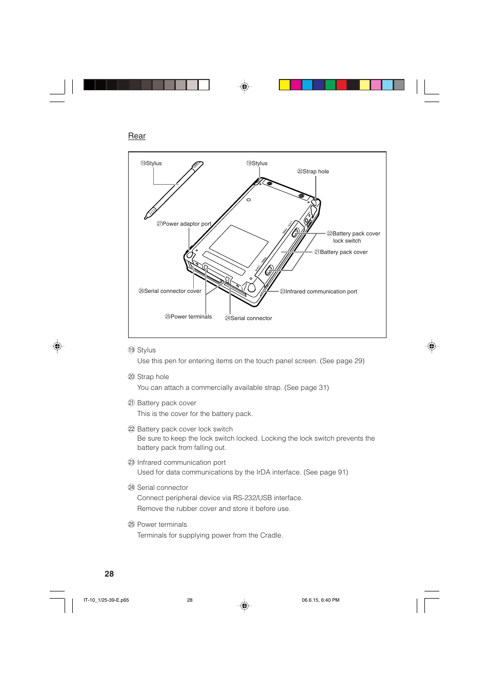 Rear | Casio Stylus User Manual | Page 28 / 126