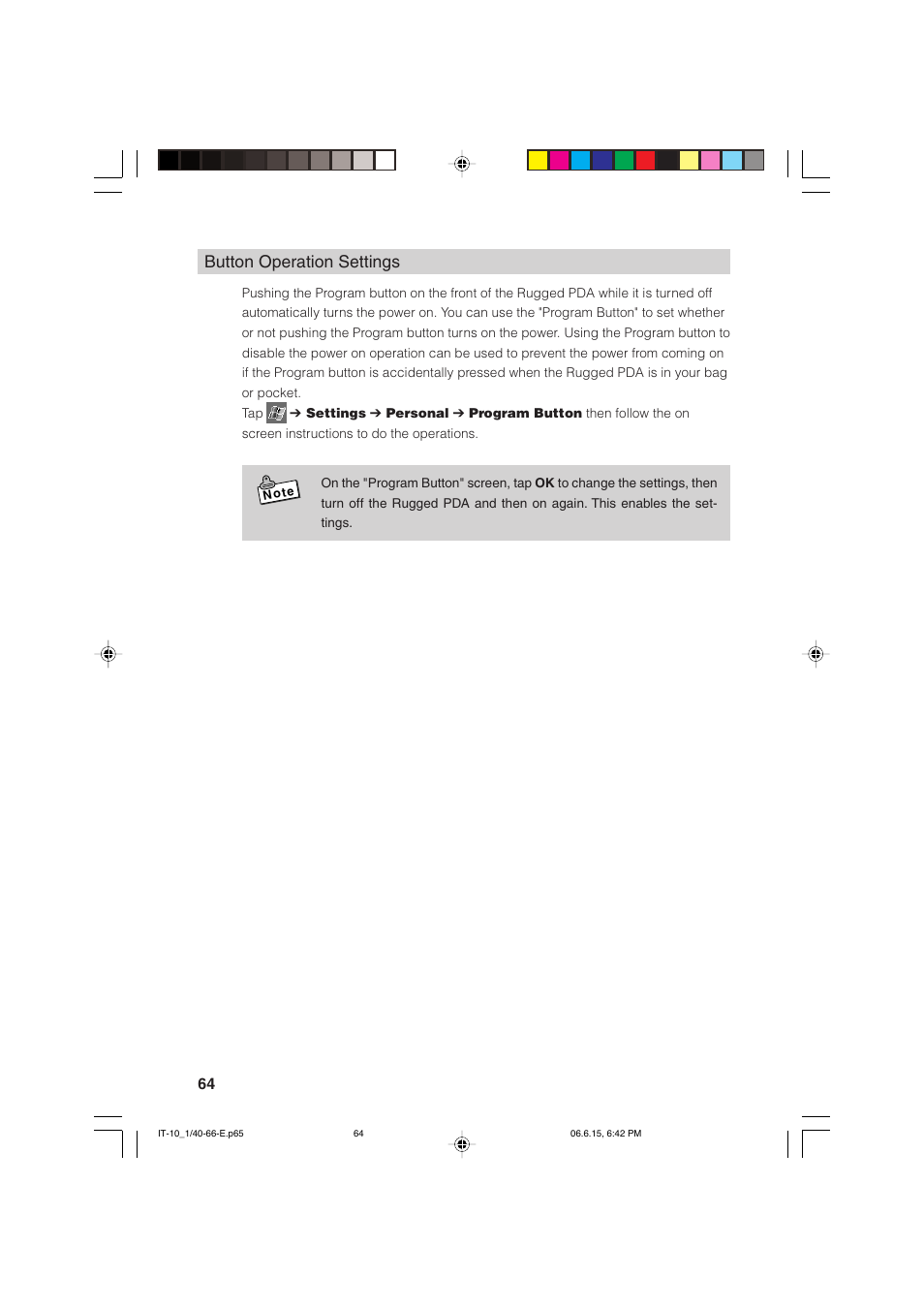 Button operation settings | Casio Stylus User Manual | Page 64 / 126