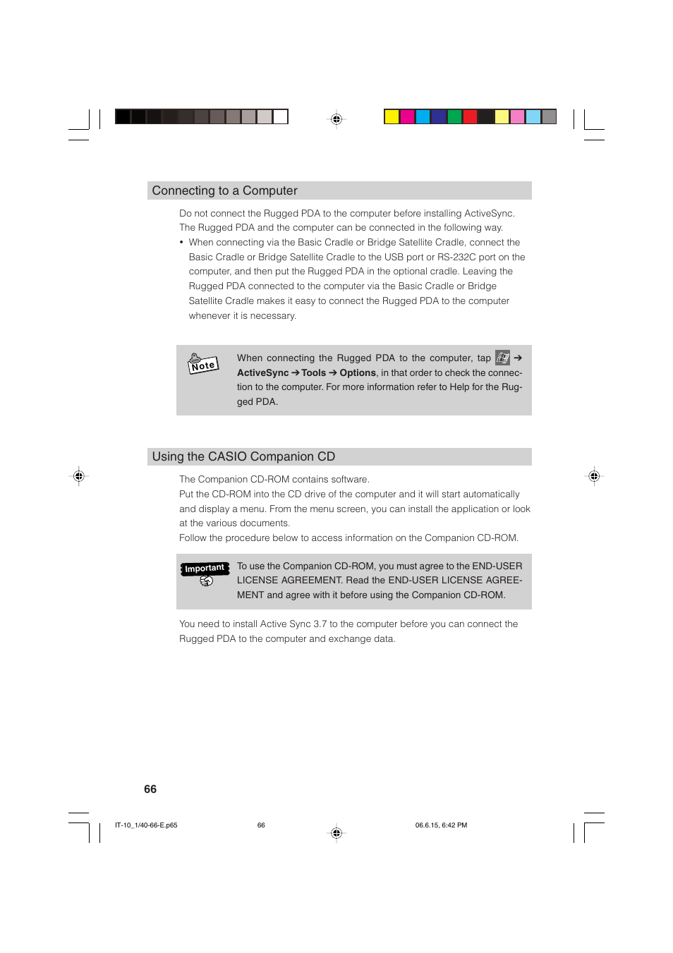 Connecting to a computer, Using the casio companion cd | Casio Stylus User Manual | Page 66 / 126