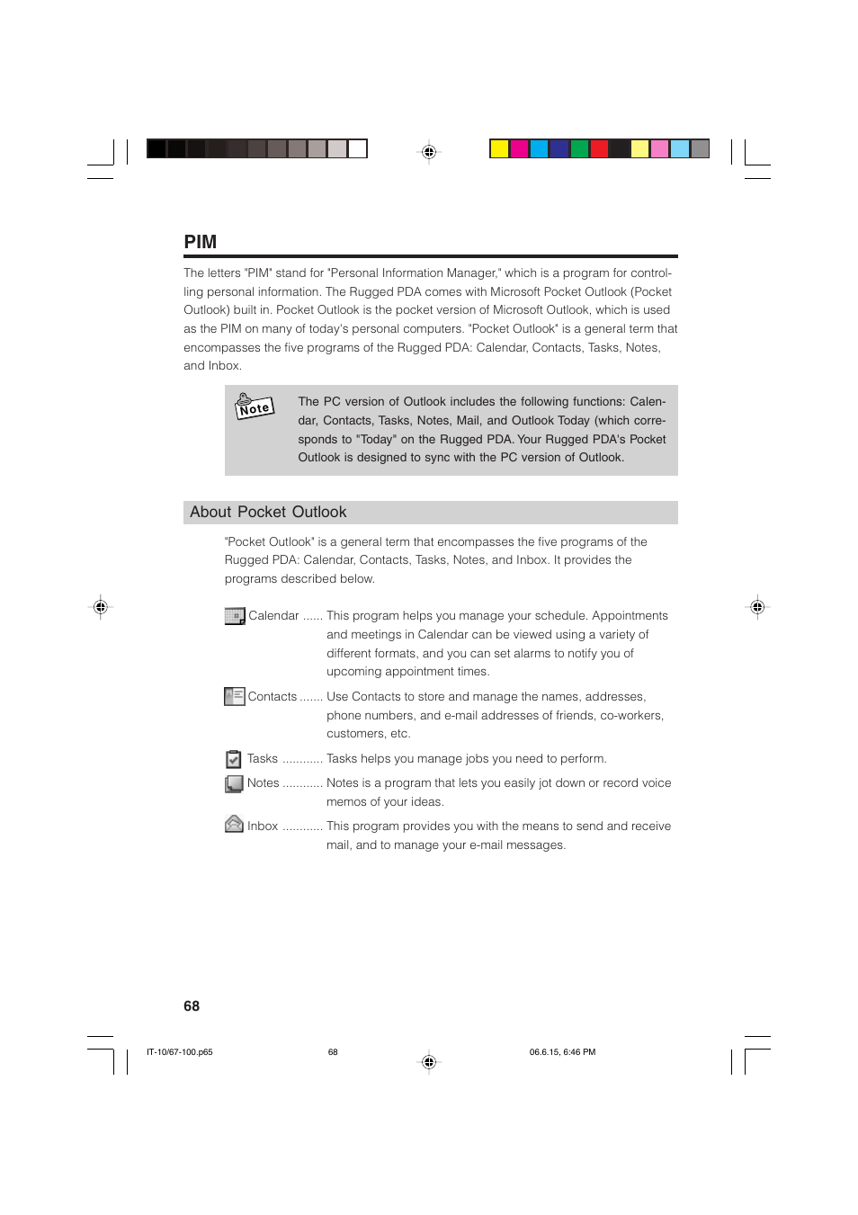 About pocket outlook | Casio Stylus User Manual | Page 68 / 126