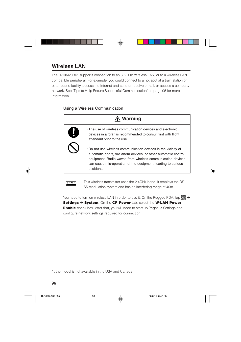 Wireless lan, Warning | Casio Stylus User Manual | Page 96 / 126