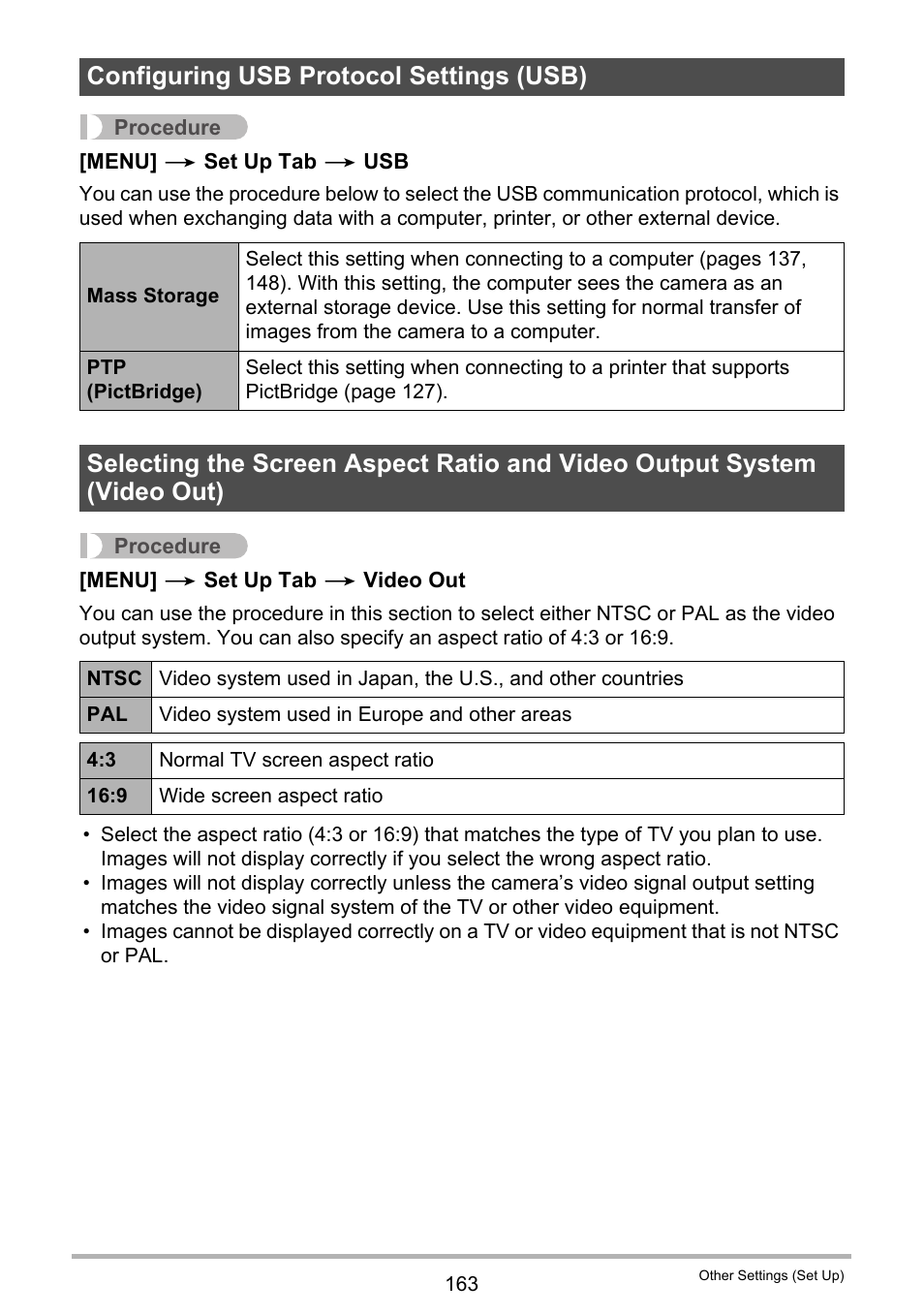 Configuring usb protocol settings (usb) | Casio EXILIM EX-ZR100 User Manual | Page 163 / 205