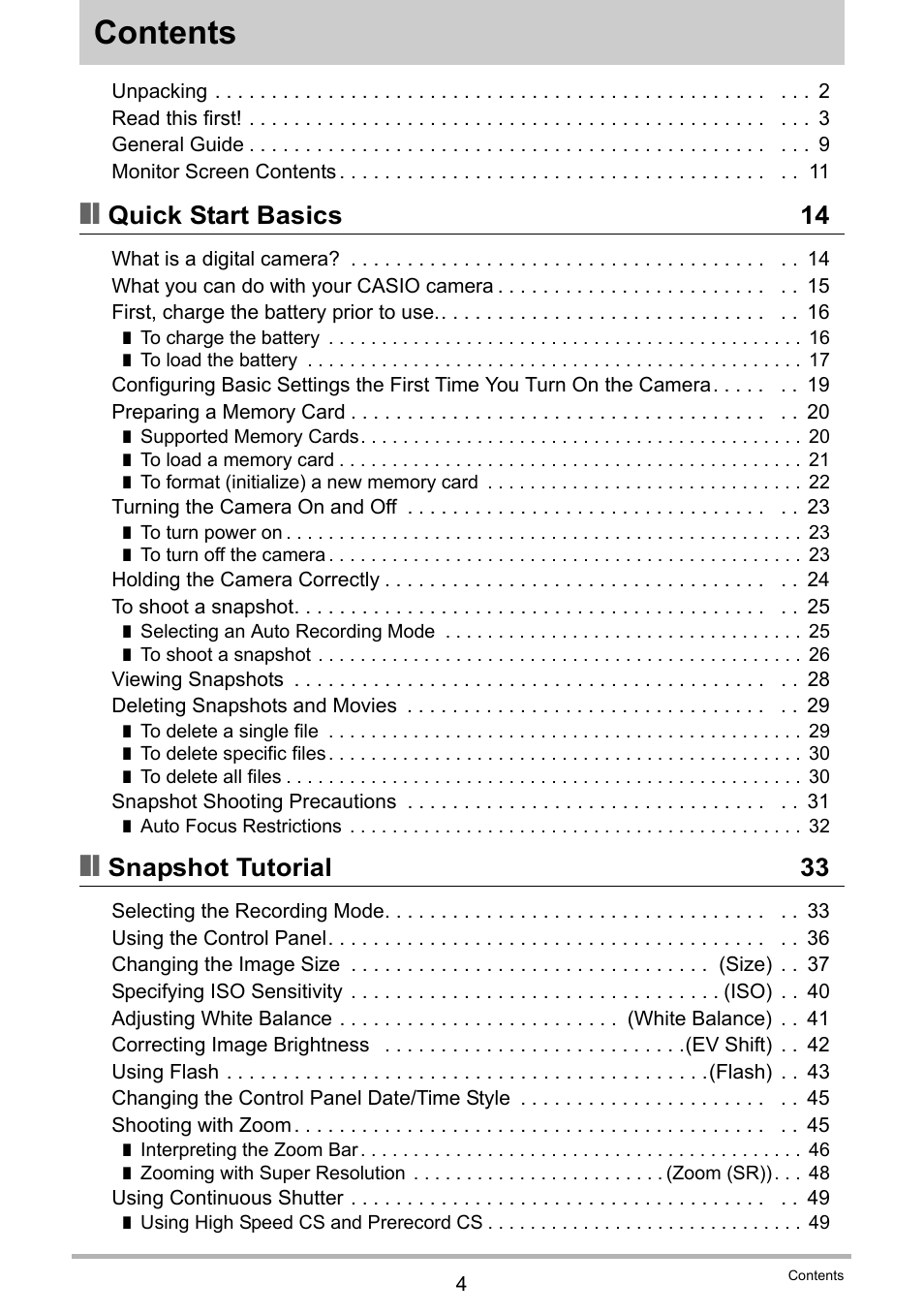 Casio EXILIM EX-ZR100 User Manual | Page 4 / 205