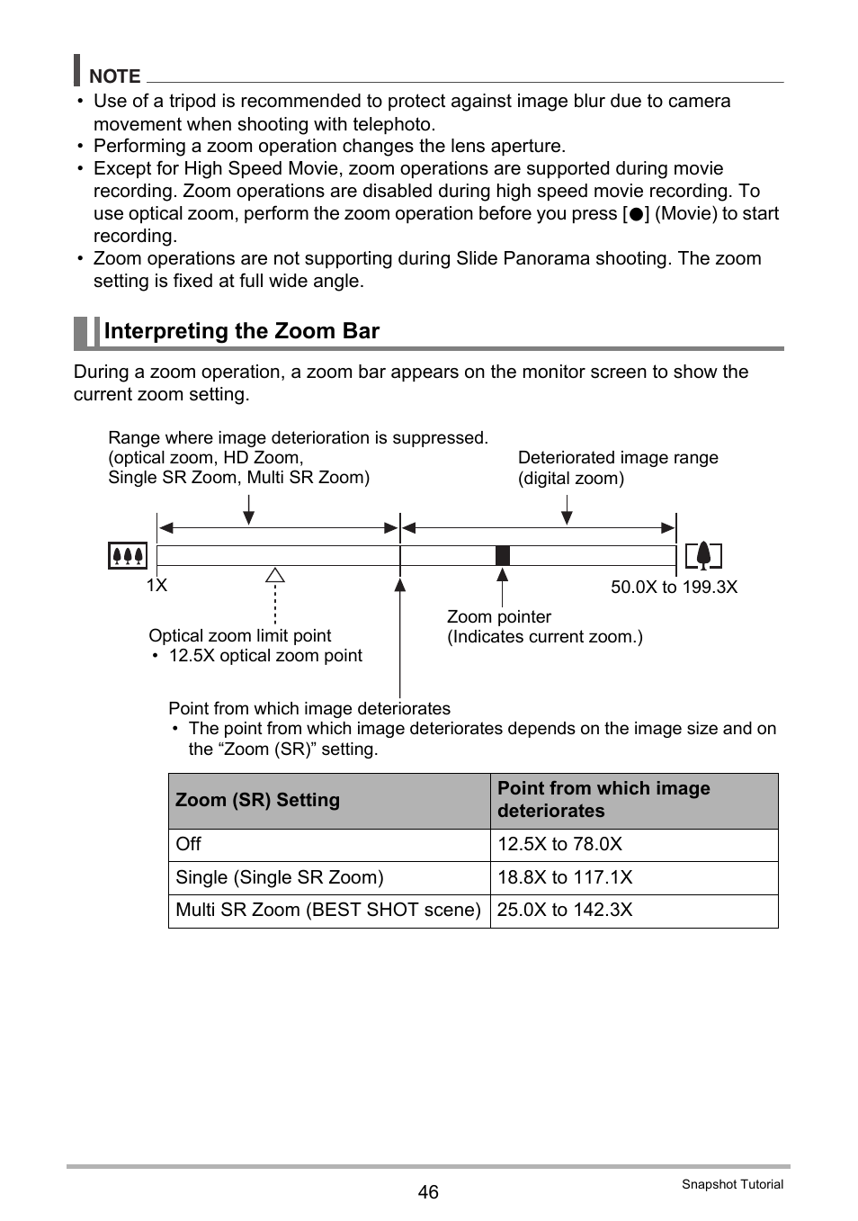 Interpreting the zoom bar | Casio EXILIM EX-ZR100 User Manual | Page 46 / 205
