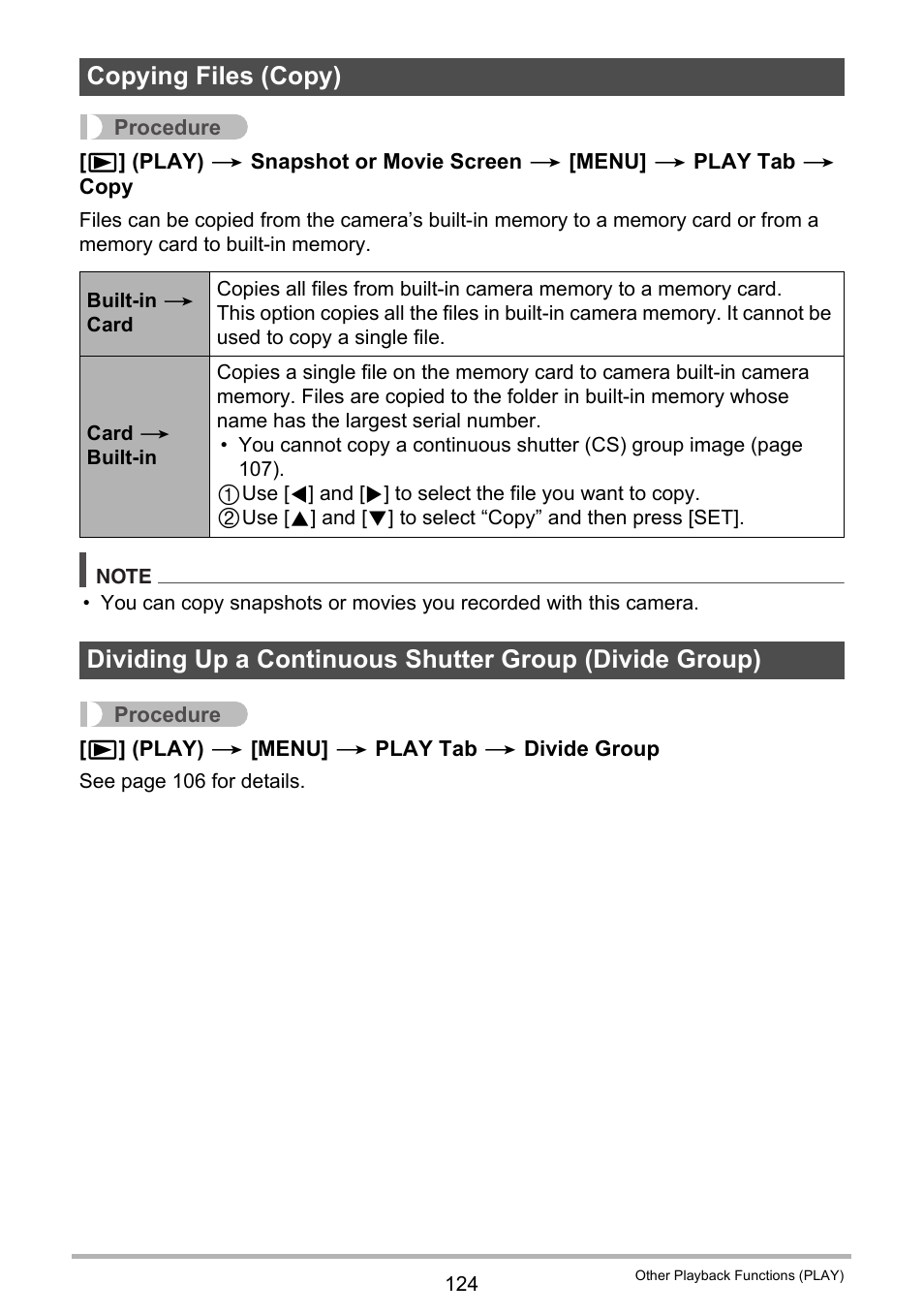 Copying files (copy) | Casio EXILIM EX-ZR15 User Manual | Page 124 / 195