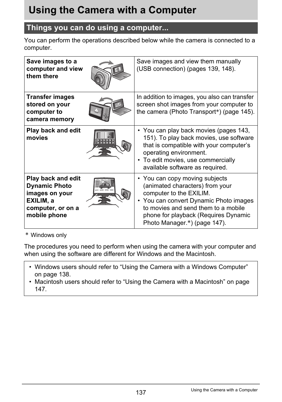 Using the camera with a computer, Things you can do using a computer | Casio EXILIM EX-ZR15 User Manual | Page 137 / 195