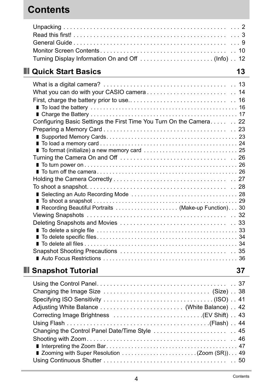 Casio EXILIM EX-ZR15 User Manual | Page 4 / 195