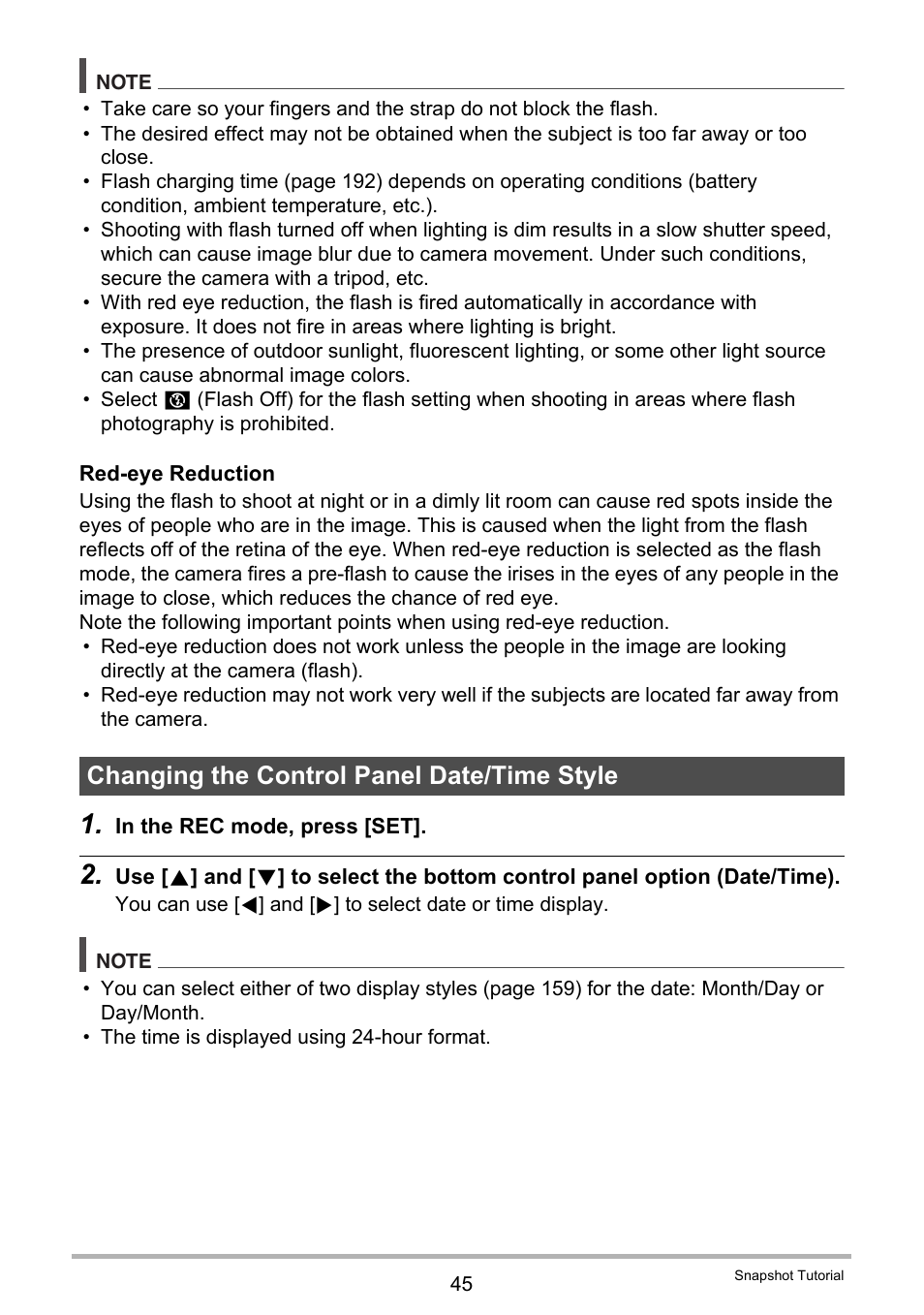 Changing the control panel date/time style | Casio EXILIM EX-ZR15 User Manual | Page 45 / 195