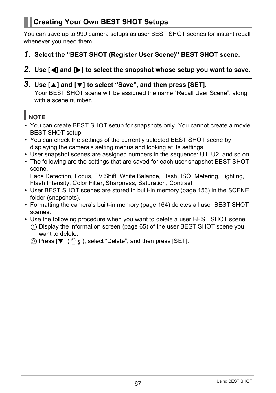 Creating your own best shot setups | Casio EXILIM EX-ZR15 User Manual | Page 67 / 195