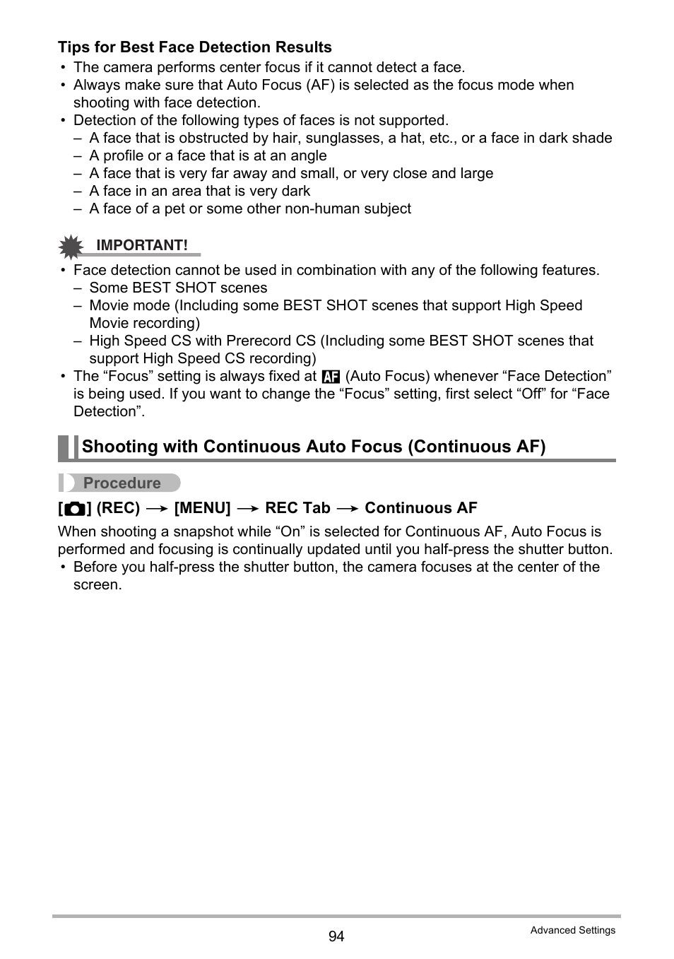 Ge 94), 94) is perfo | Casio EXILIM EX-ZR15 User Manual | Page 94 / 195
