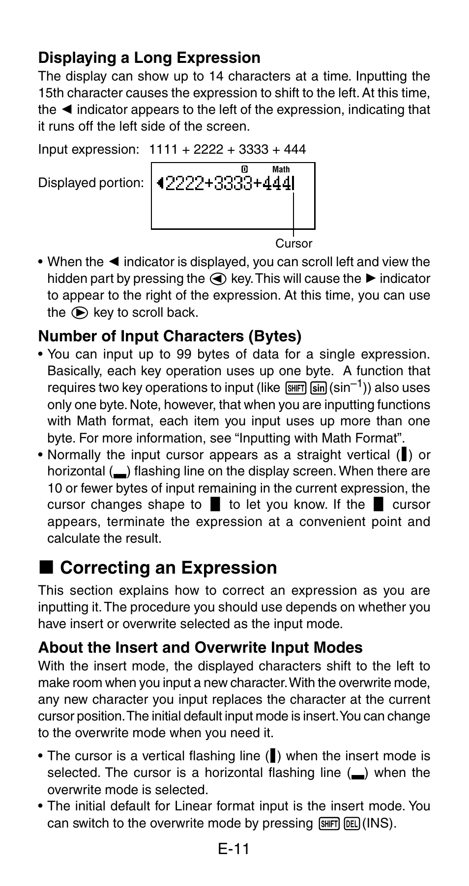 K correcting an expression | Casio fx-115ES User Manual | Page 13 / 54