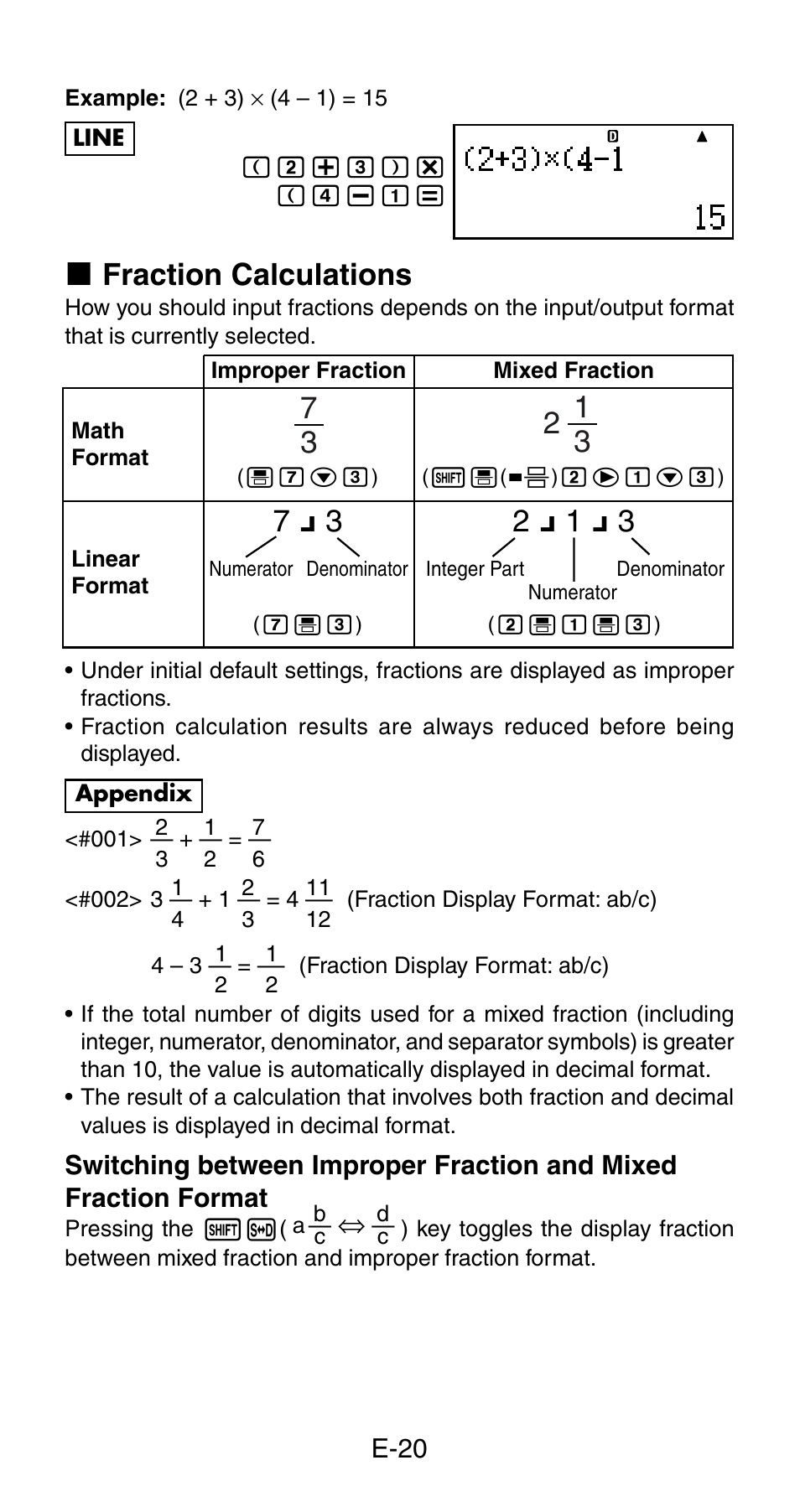 K fraction calculations | Casio fx-115ES User Manual | Page 22 / 54