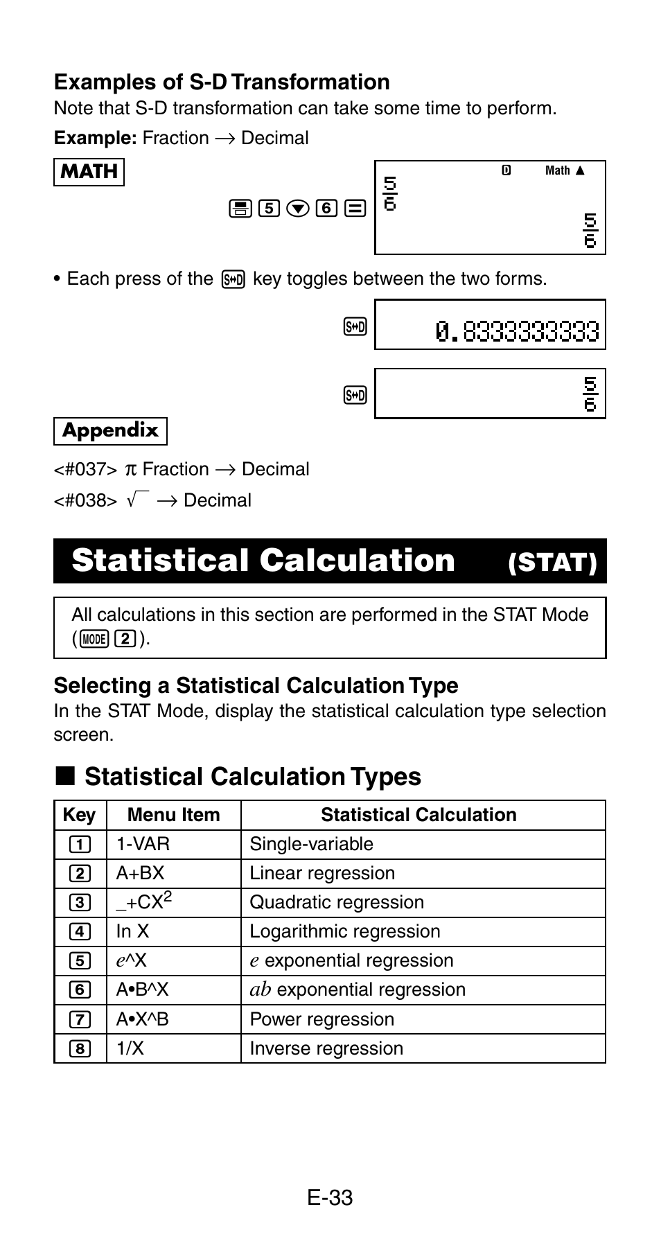 Statistical calculation, Stat), K statistical calculation types | Casio fx-115ES User Manual | Page 35 / 54