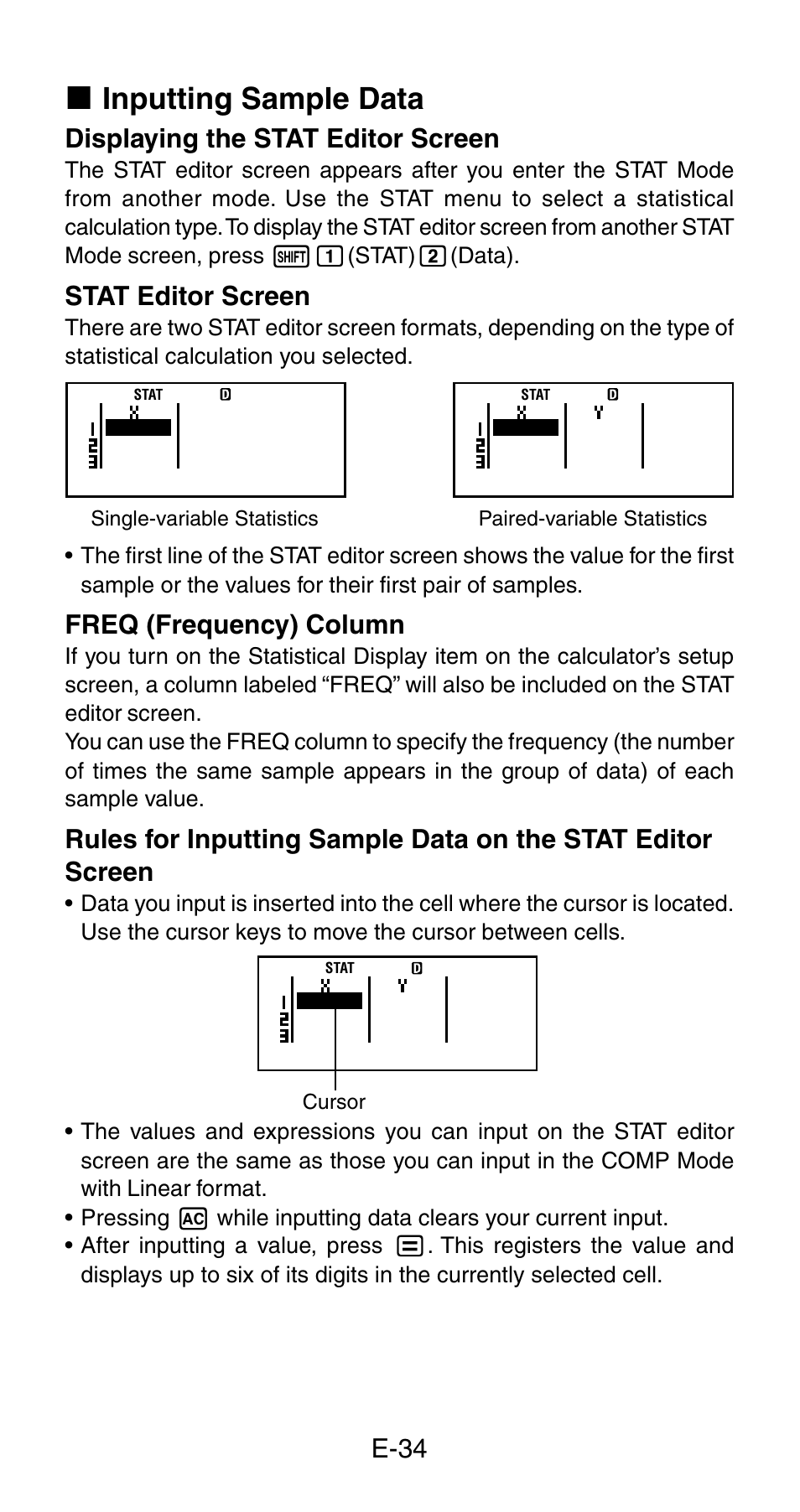 K inputting sample data | Casio fx-115ES User Manual | Page 36 / 54