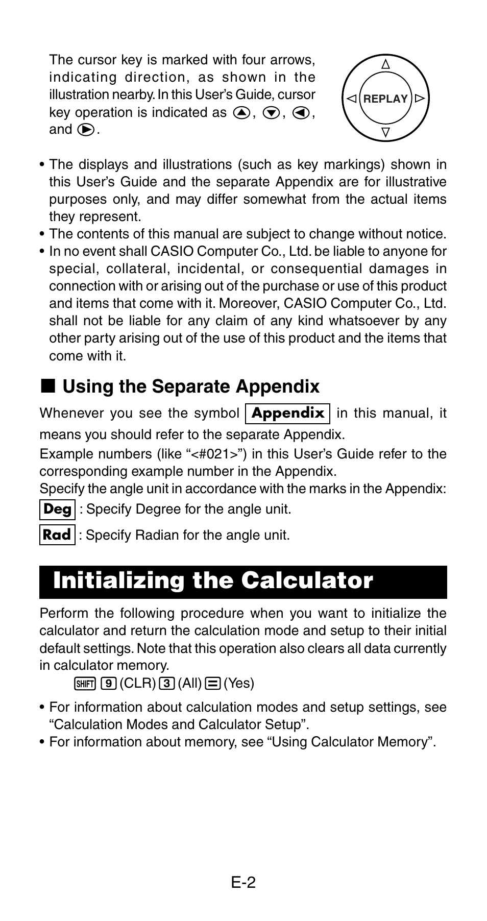 Initializing the calculator, K using the separate appendix | Casio fx-115ES User Manual | Page 4 / 54