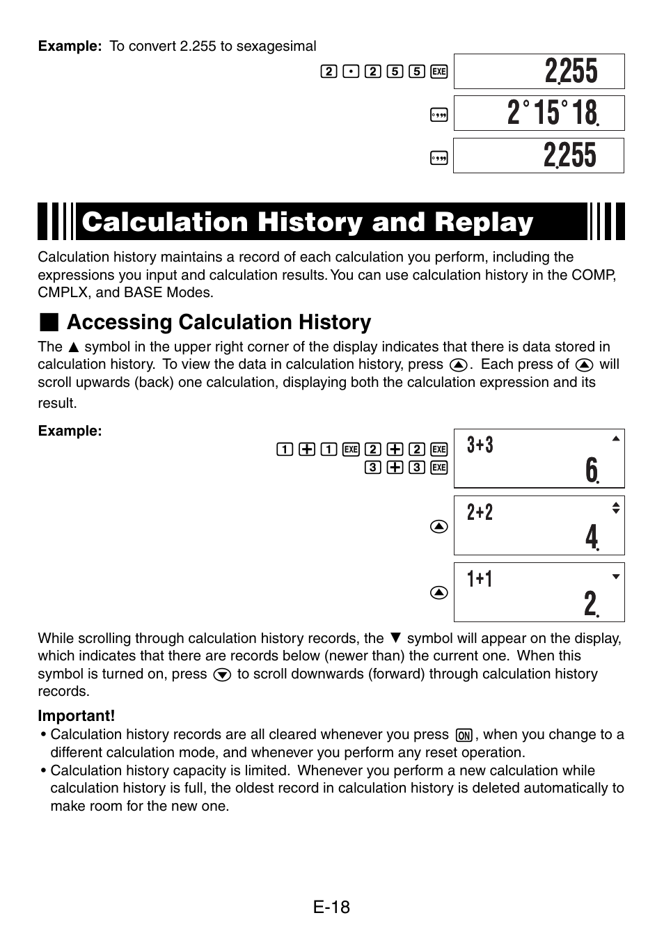 Calculation history and replay | Casio fx-50F PLUS User Manual | Page 19 / 80