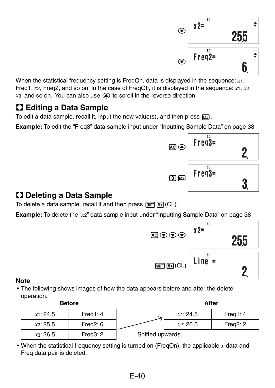 F r e, L i ne | Casio fx-50F PLUS User Manual | Page 41 / 80