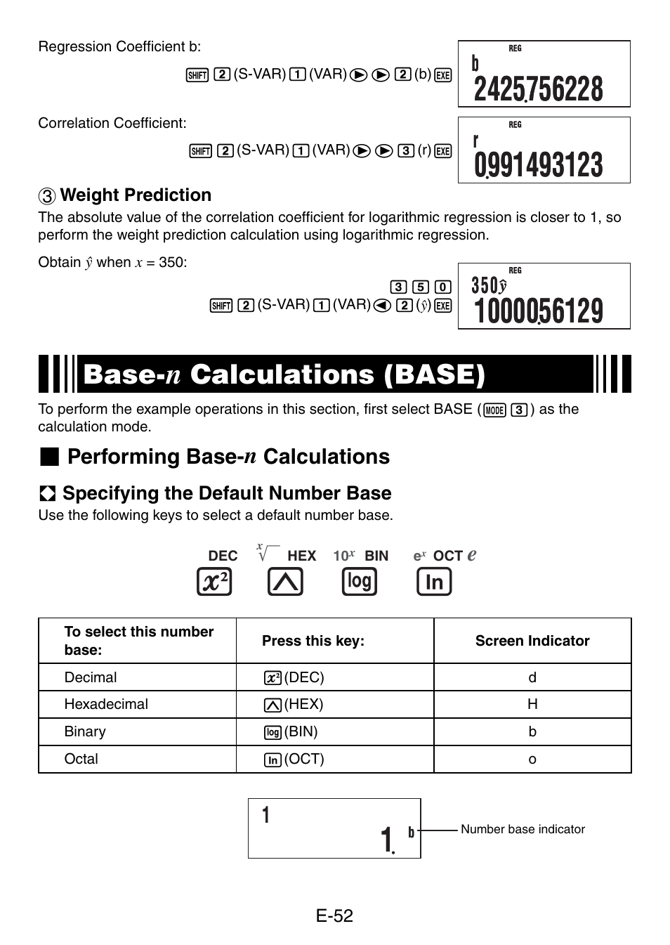 Base, Calculations (base) | Casio fx-50F PLUS User Manual | Page 53 / 80