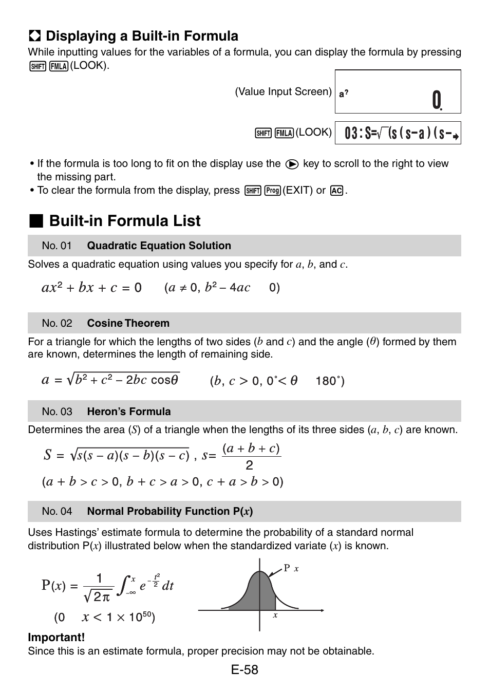 03 : s, S– a, S – 03 : s | Built-in formula list | Casio fx-50F PLUS User Manual | Page 59 / 80