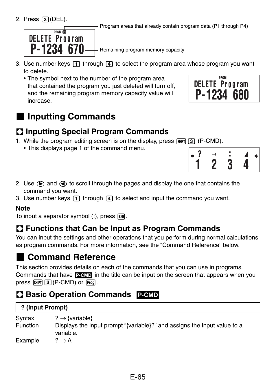 Delete p r o, R am | Casio fx-50F PLUS User Manual | Page 66 / 80