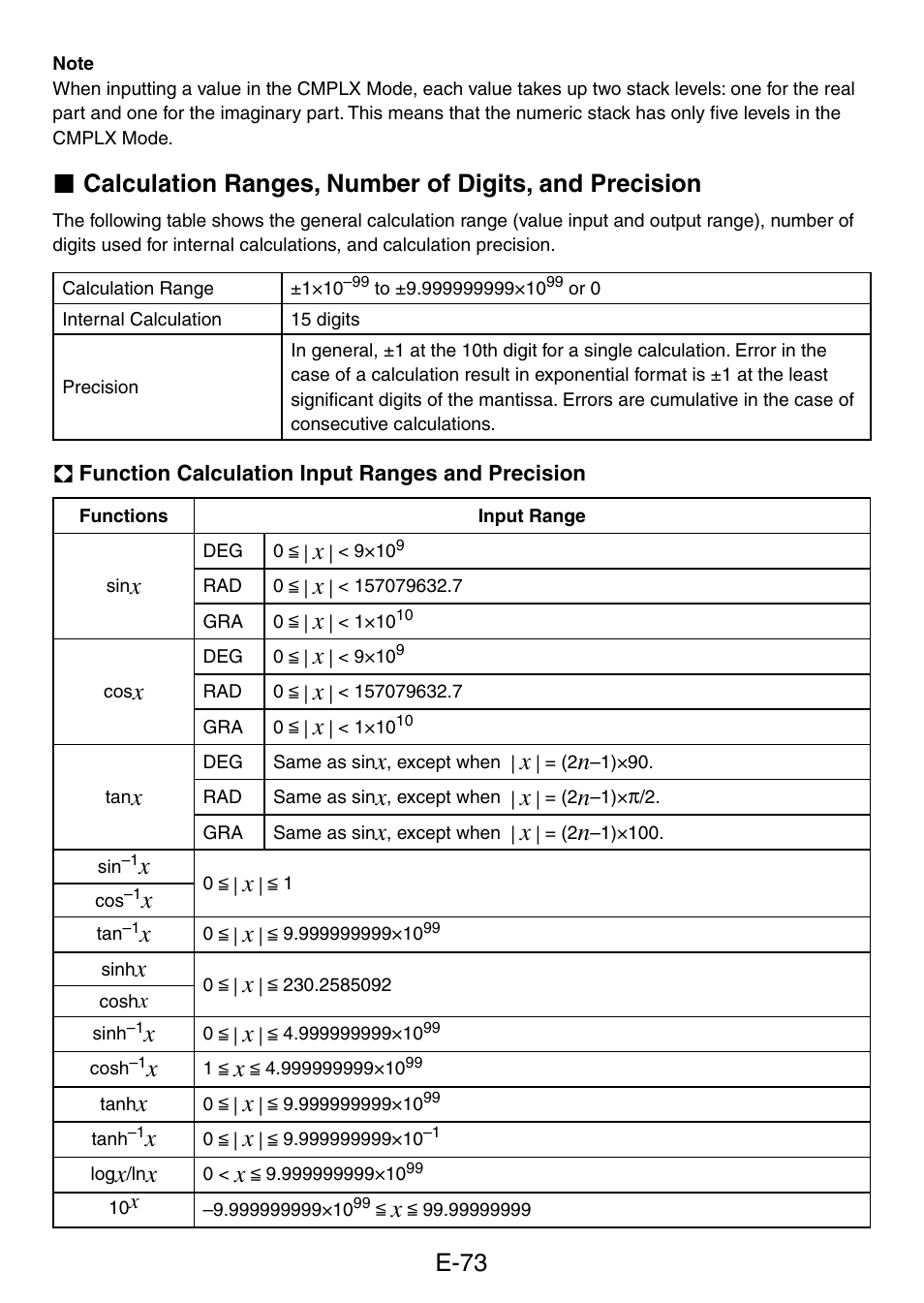 E-73 | Casio fx-50F PLUS User Manual | Page 74 / 80