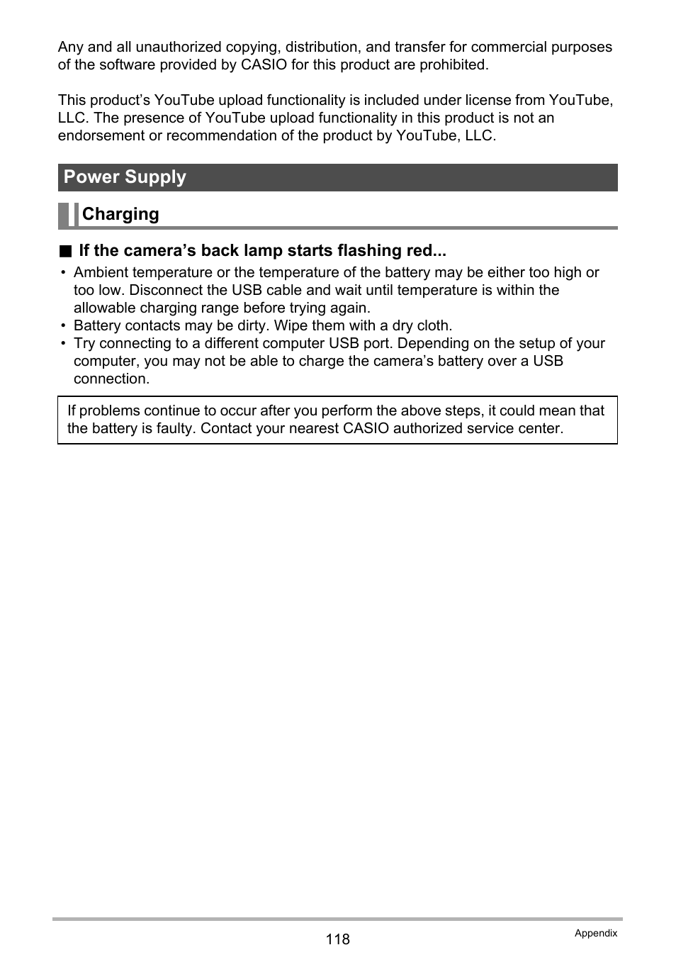 Power supply, Charging | Casio EXILIM EX-Z28 User Manual | Page 118 / 137