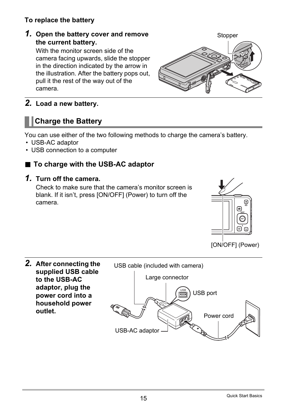 Charge the battery | Casio EXILIM EX-Z28 User Manual | Page 15 / 137