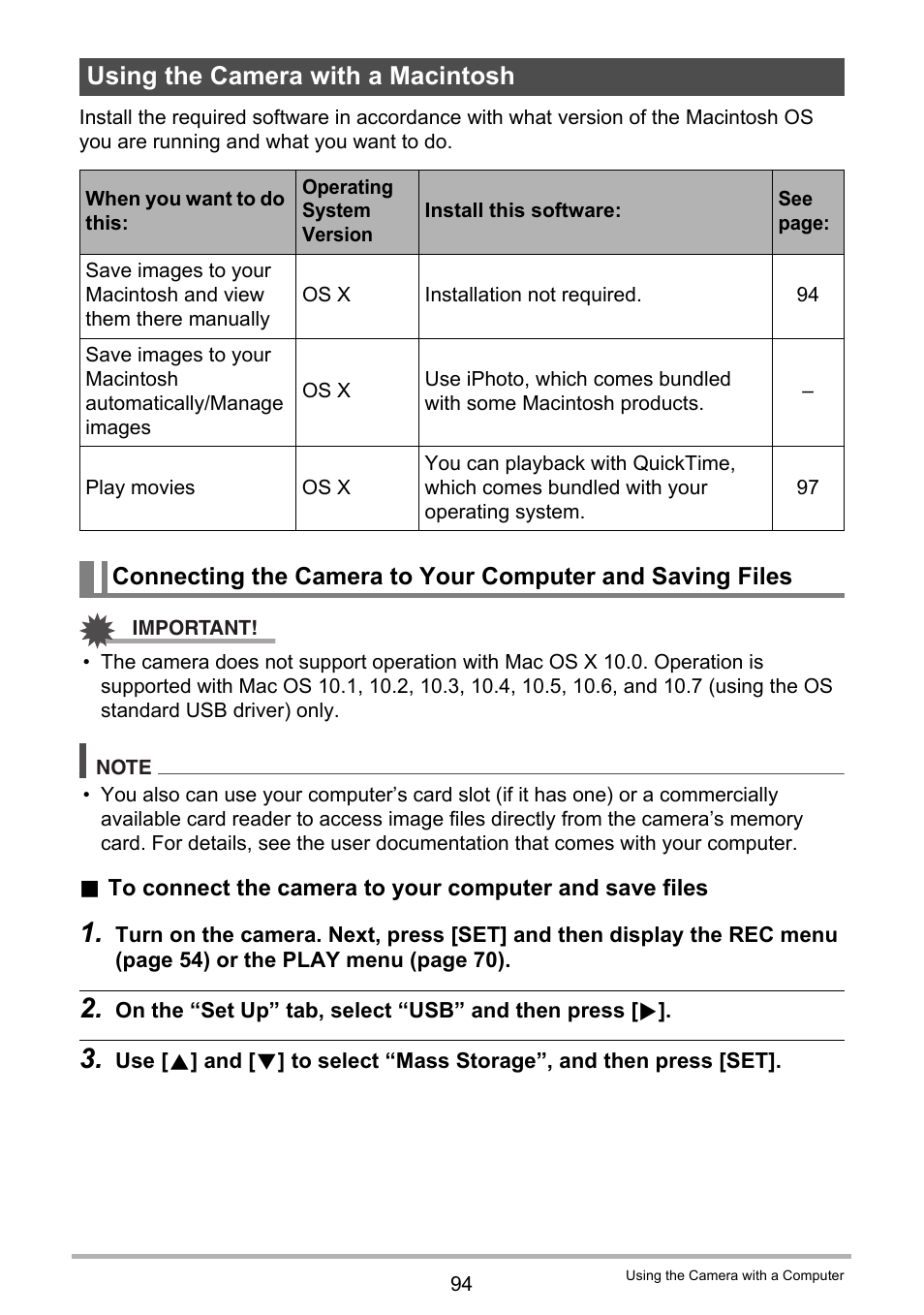 Using the camera with a macintosh | Casio EXILIM EX-Z28 User Manual | Page 94 / 137