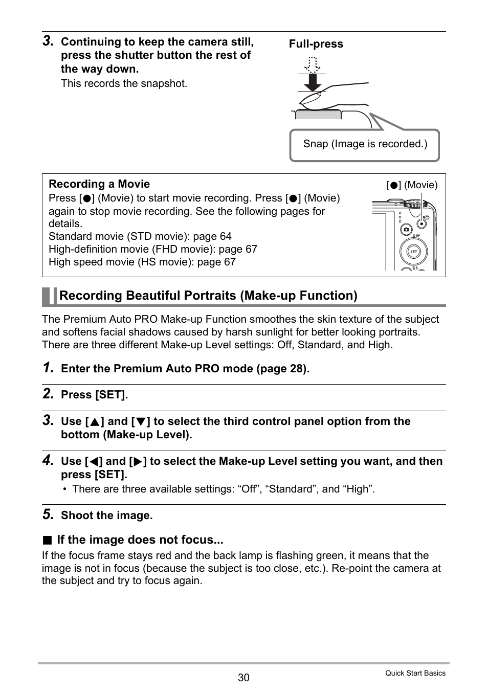 Recording beautiful portraits (make-up function) | Casio EX-ZR200  EN User Manual | Page 30 / 201