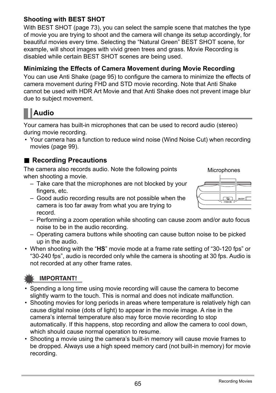 Audio | Casio EX-ZR200  EN User Manual | Page 65 / 201
