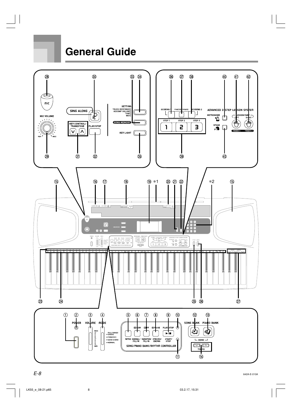 General guide | Casio LK-55  EN User Manual | Page 10 / 83
