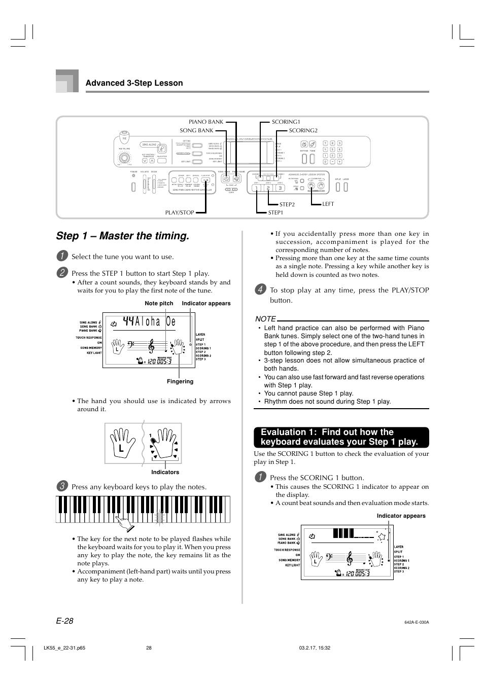 Step 1 – master the timing | Casio LK-55  EN User Manual | Page 30 / 83