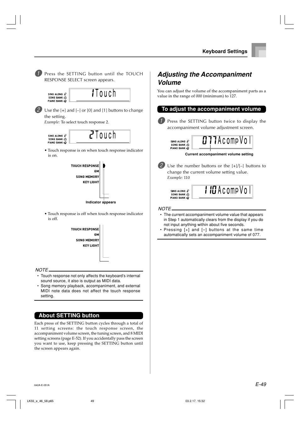 A c om, O l v | Casio LK-55  EN User Manual | Page 51 / 83