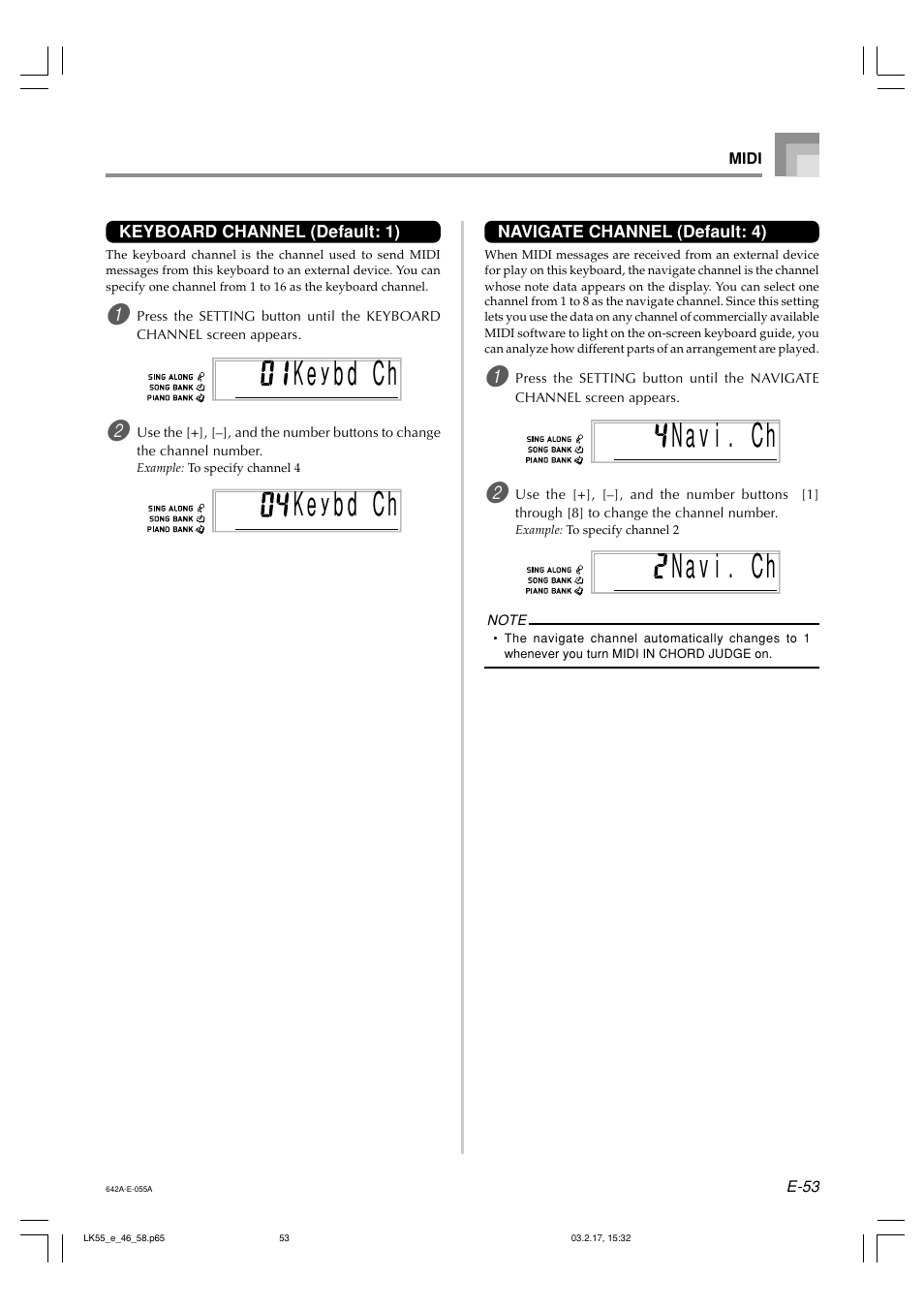 B ch d k e, B ch d na i v ch . na i v ch | Casio LK-55  EN User Manual | Page 55 / 83