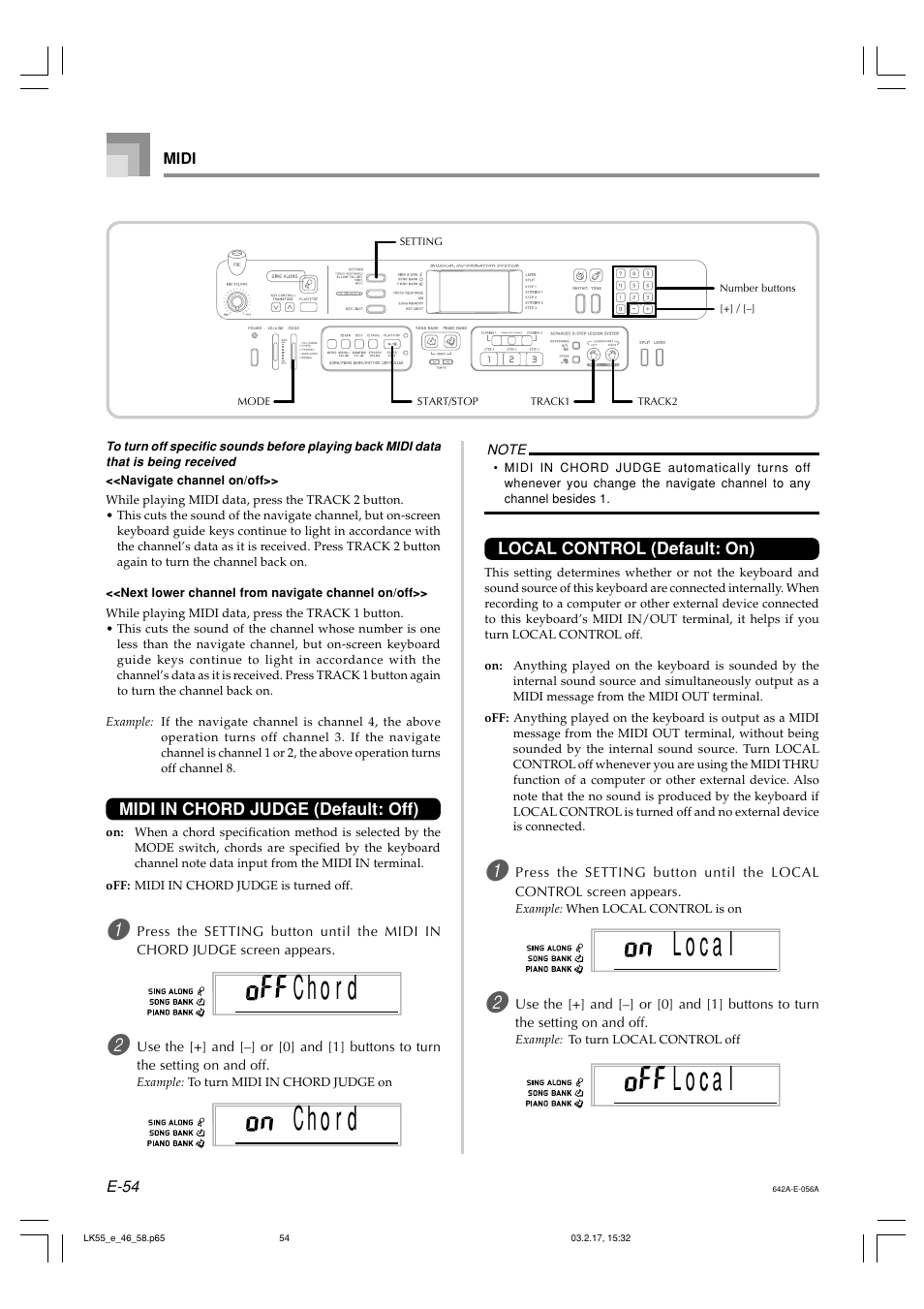 Ch o r d | Casio LK-55  EN User Manual | Page 56 / 83