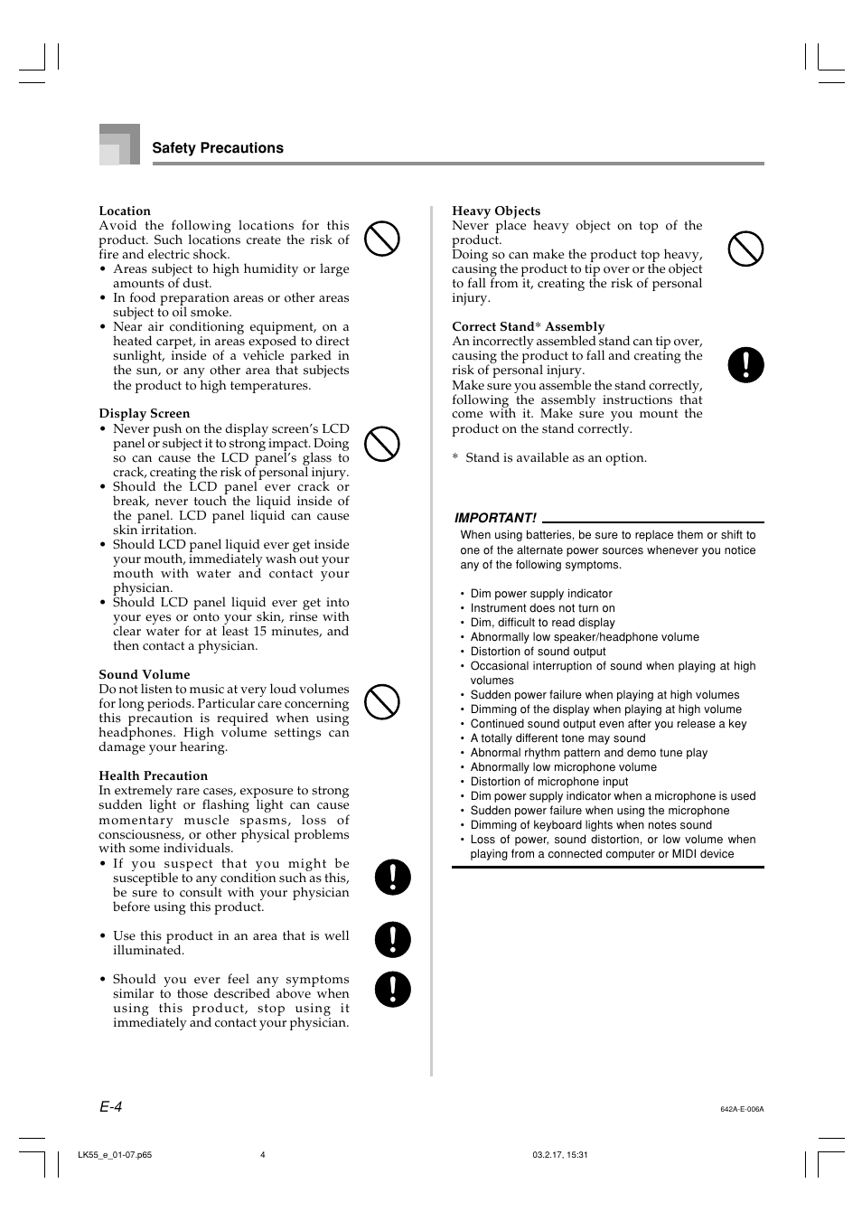 Casio LK-55  EN User Manual | Page 6 / 83