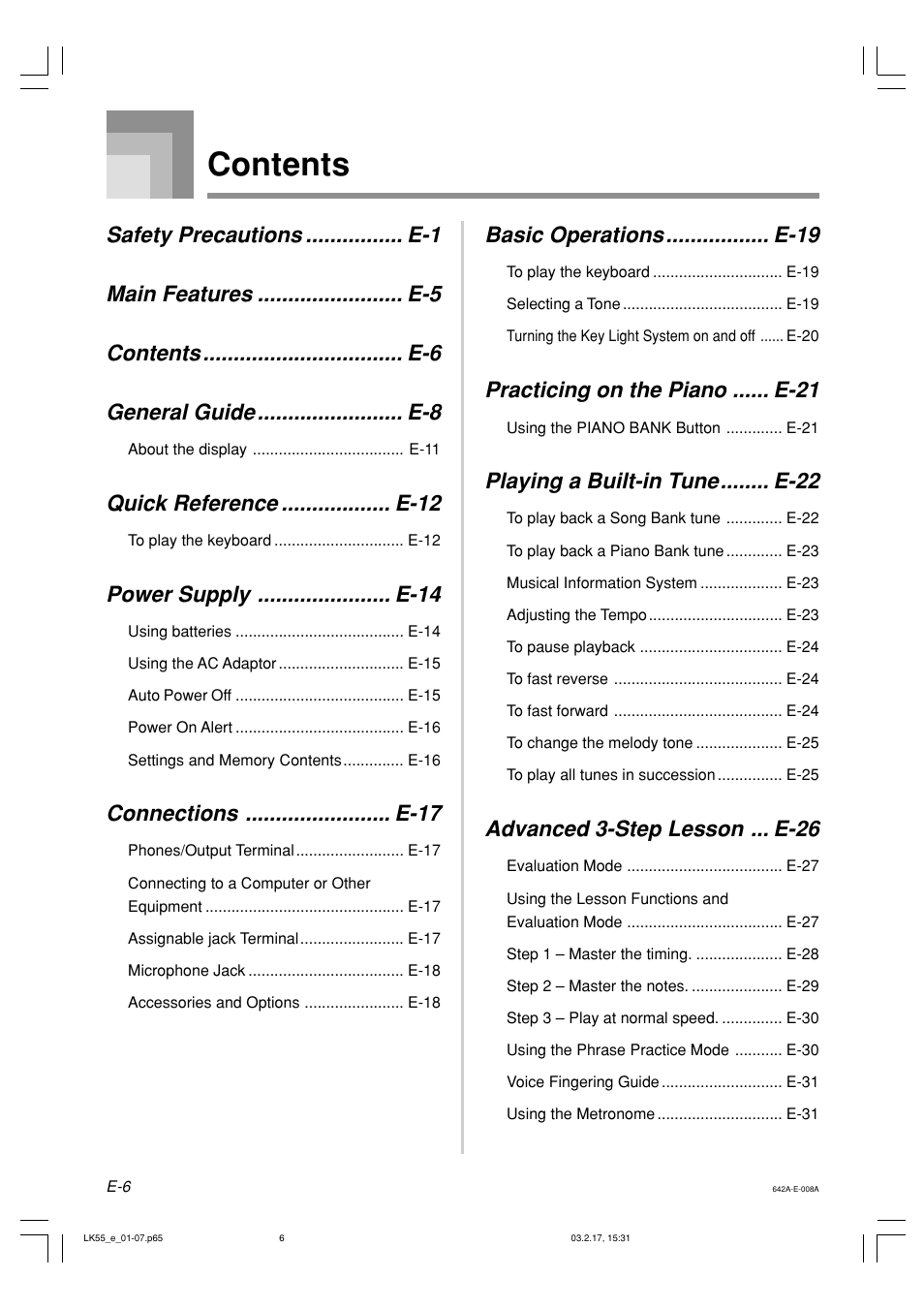 Casio LK-55  EN User Manual | Page 8 / 83