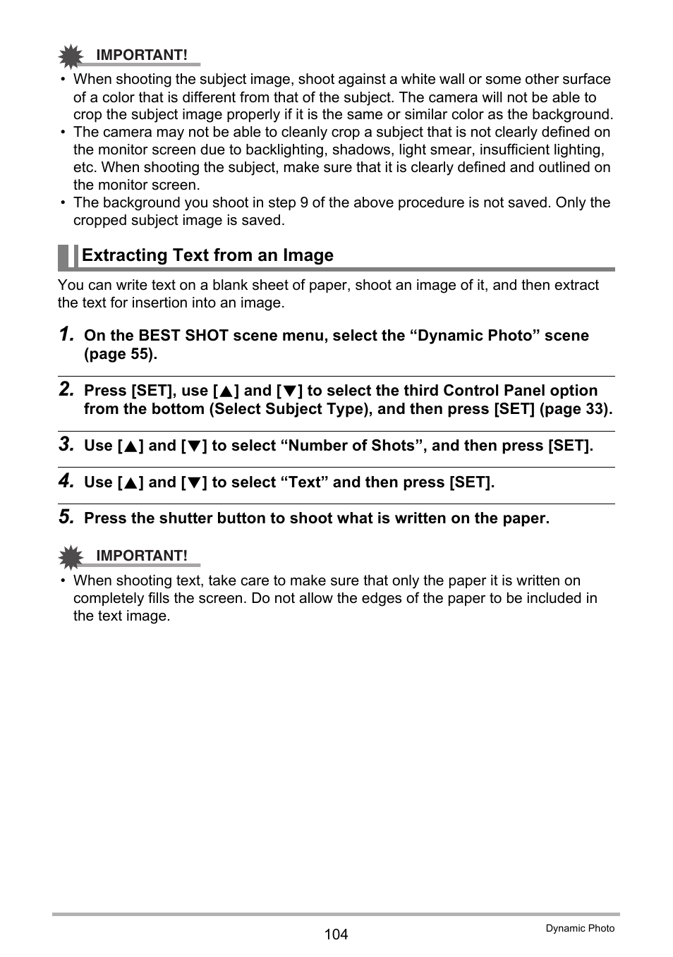 Extracting text from an image | Casio EXILIM EX-Z800 User Manual | Page 104 / 187