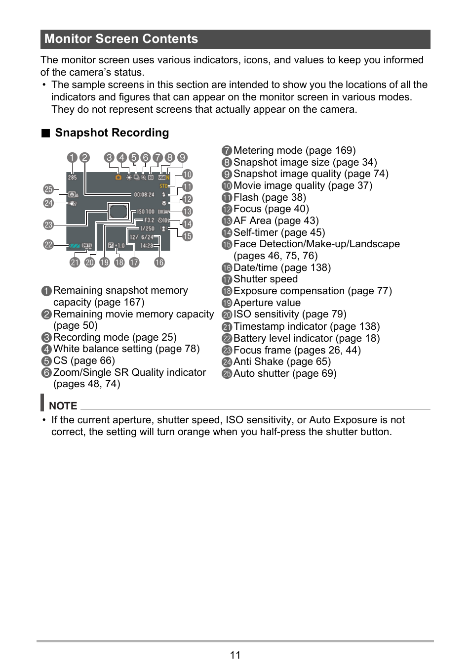 Monitor screen contents | Casio EXILIM EX-Z800 User Manual | Page 11 / 187