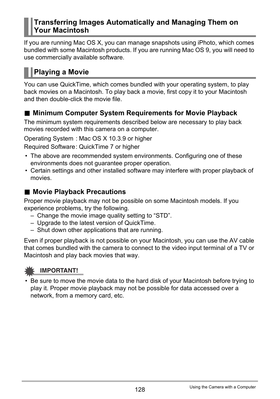 Playing a movie | Casio EXILIM EX-Z800 User Manual | Page 128 / 187