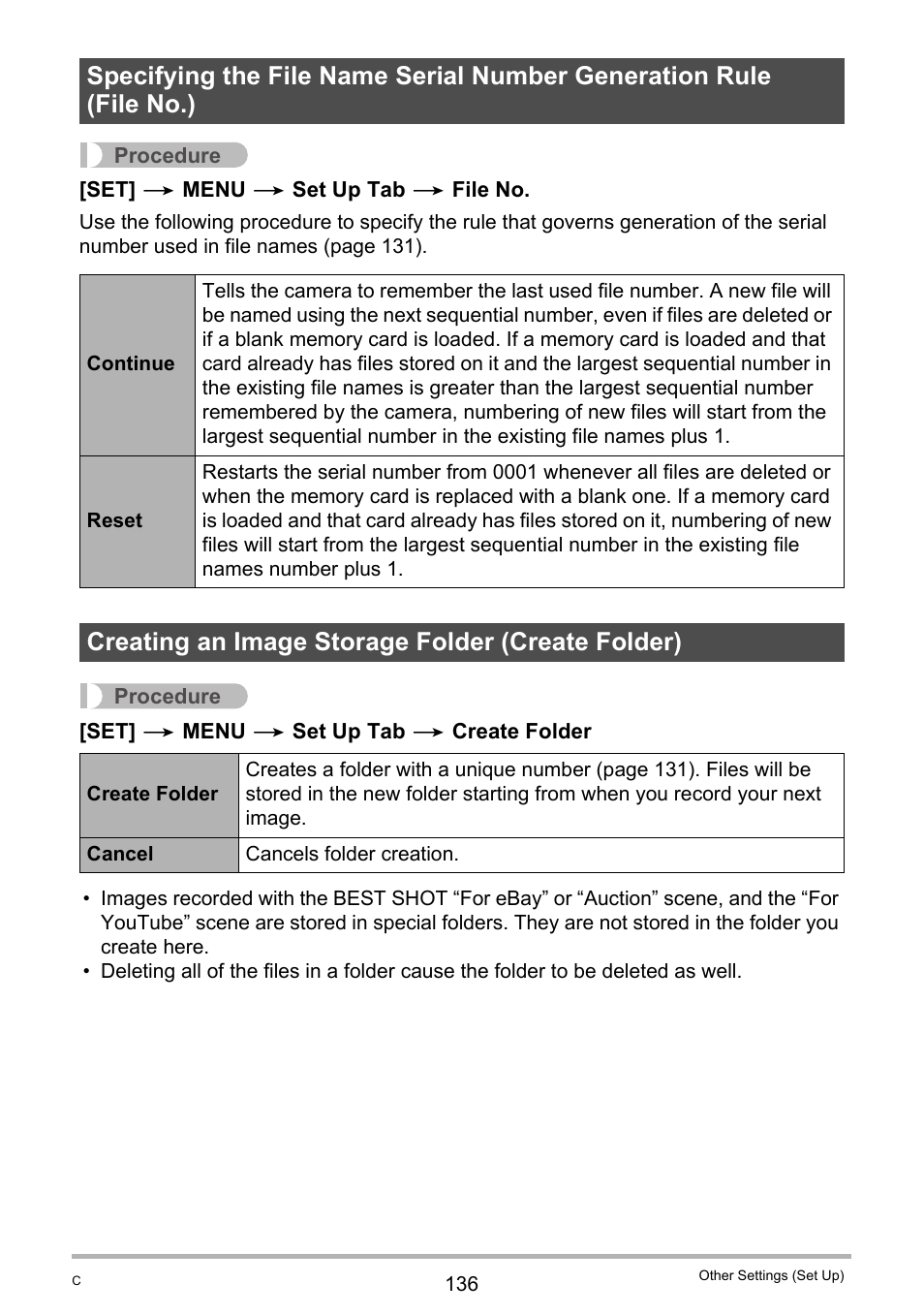 Creating an image storage folder (create folder) | Casio EXILIM EX-Z800 User Manual | Page 136 / 187