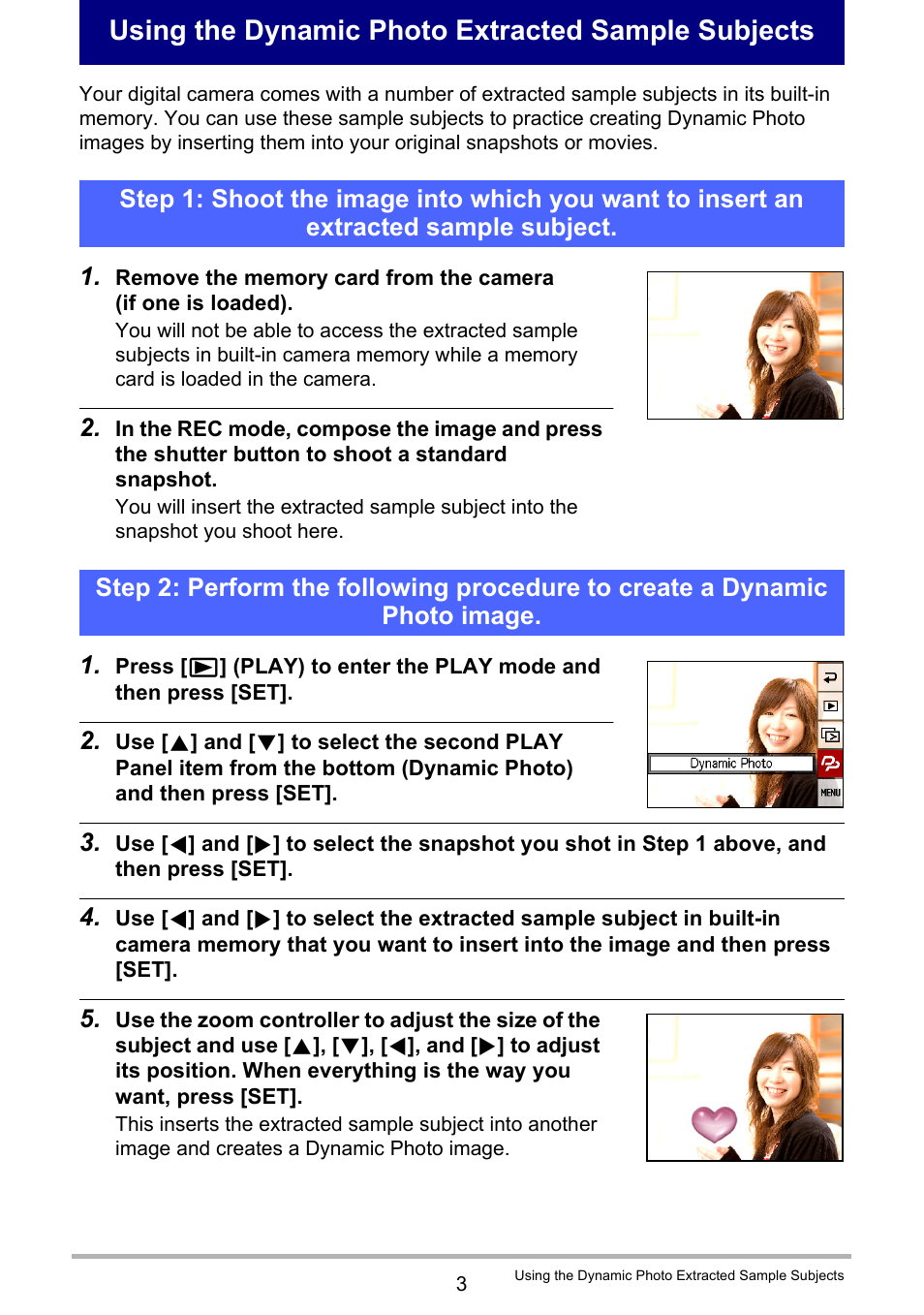 Using the dynamic photo extracted sample subjects | Casio EXILIM EX-Z800 User Manual | Page 176 / 187