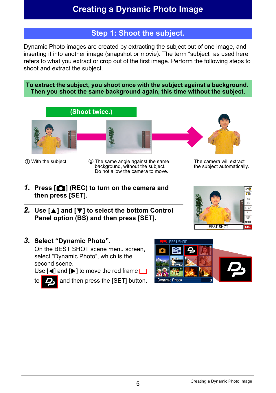 Creating a dynamic photo image, Step 1: shoot the subject | Casio EXILIM EX-Z800 User Manual | Page 178 / 187