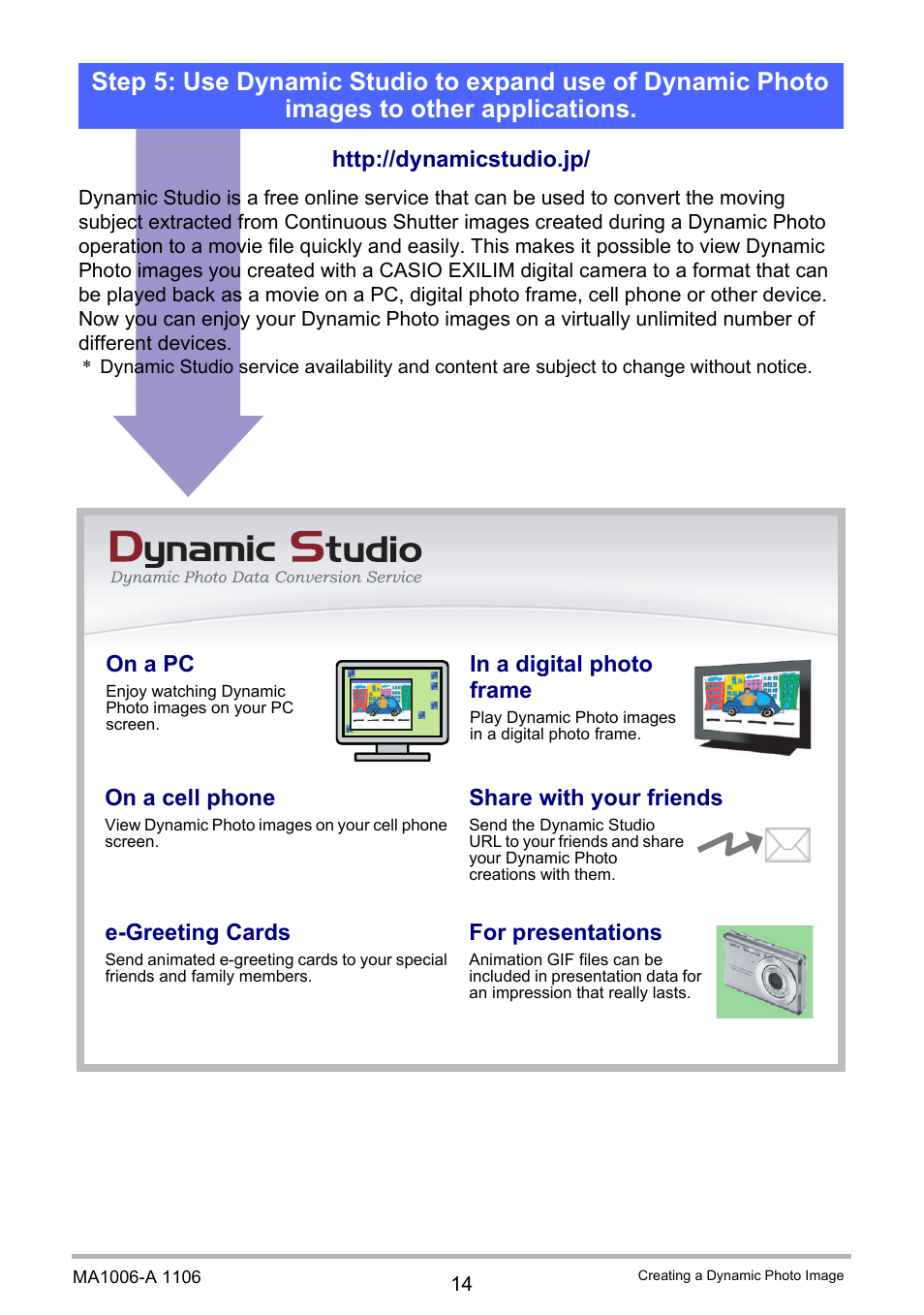 On a pc, On a cell phone, Share with your friends | E-greeting cards, For presentations | Casio EXILIM EX-Z800 User Manual | Page 187 / 187