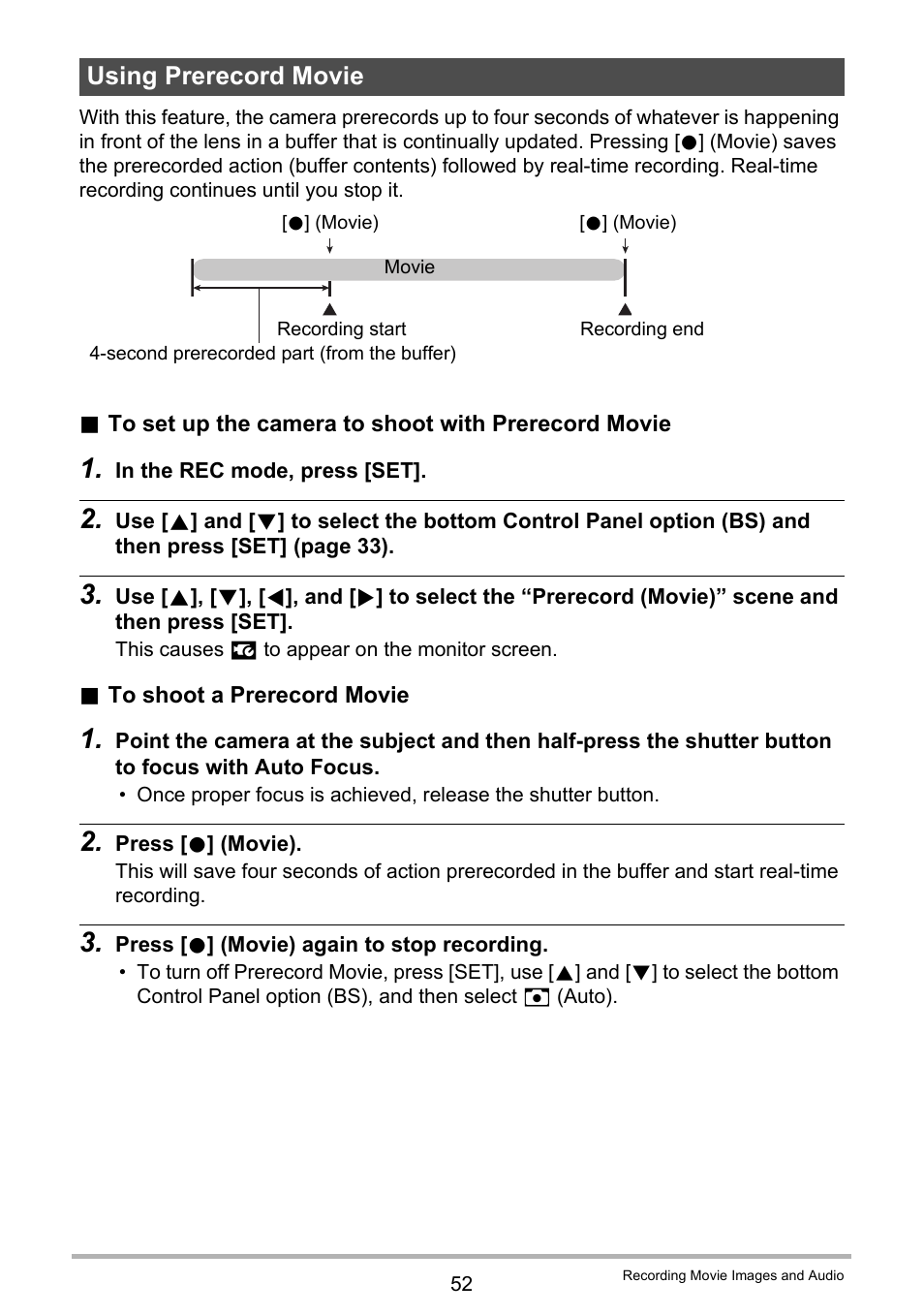 Using prerecord movie | Casio EXILIM EX-Z800 User Manual | Page 52 / 187