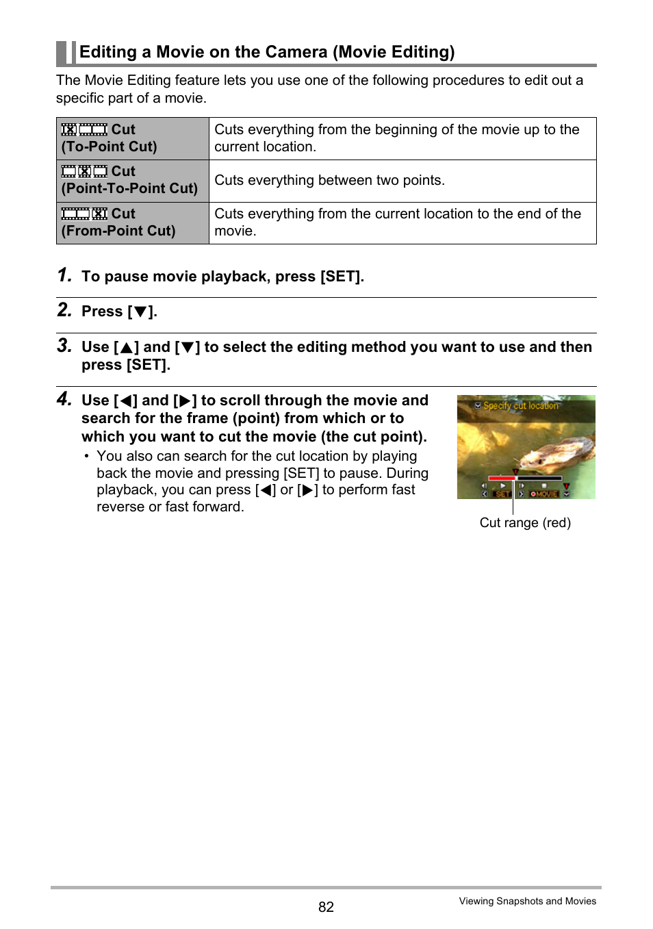 Editing a movie on the camera (movie editing) | Casio EXILIM EX-Z800 User Manual | Page 82 / 187